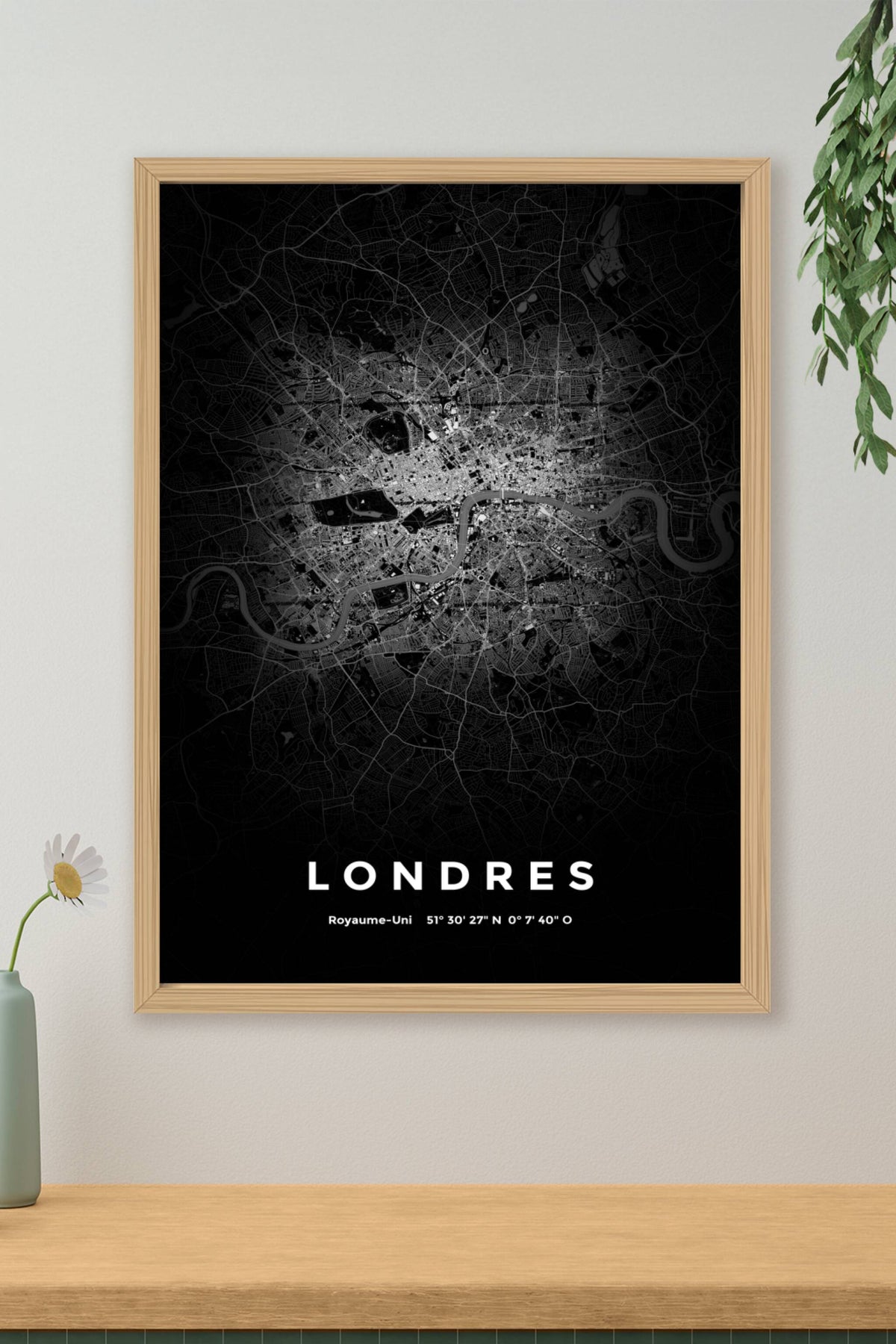 Carte de Londres nuit - Affiche personnalisée