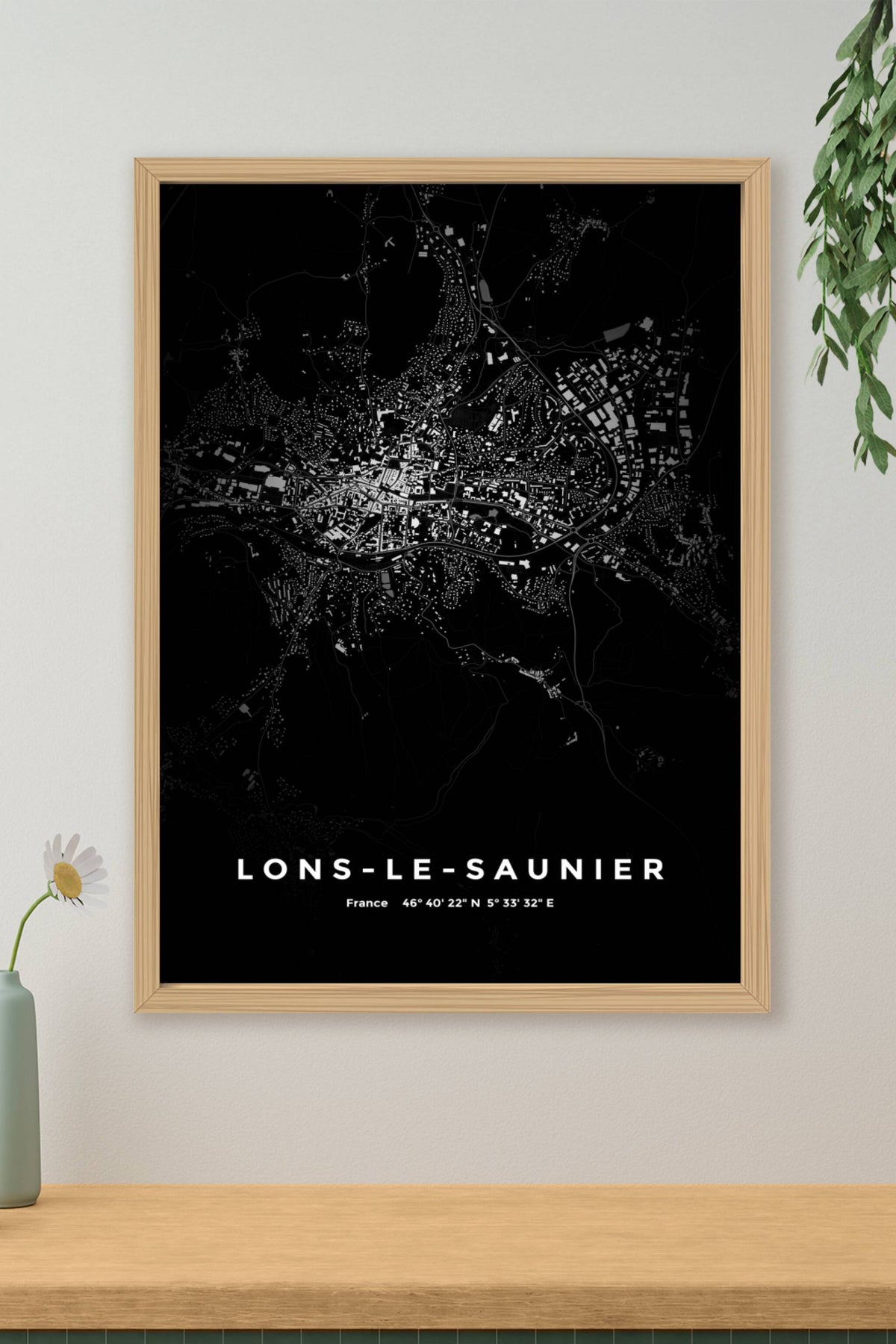 Carte de Lons-le-Saunier nuit - Affiche personnalisée
