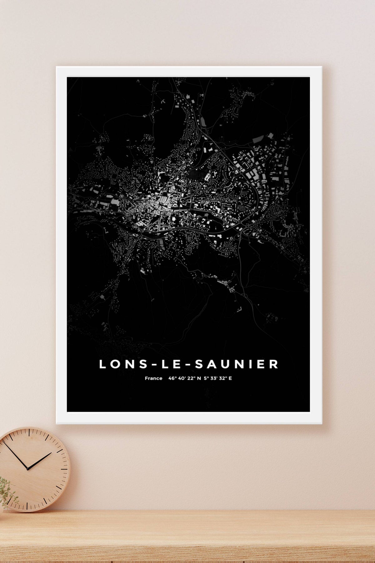 Carte de Lons-le-Saunier nuit - Affiche personnalisée