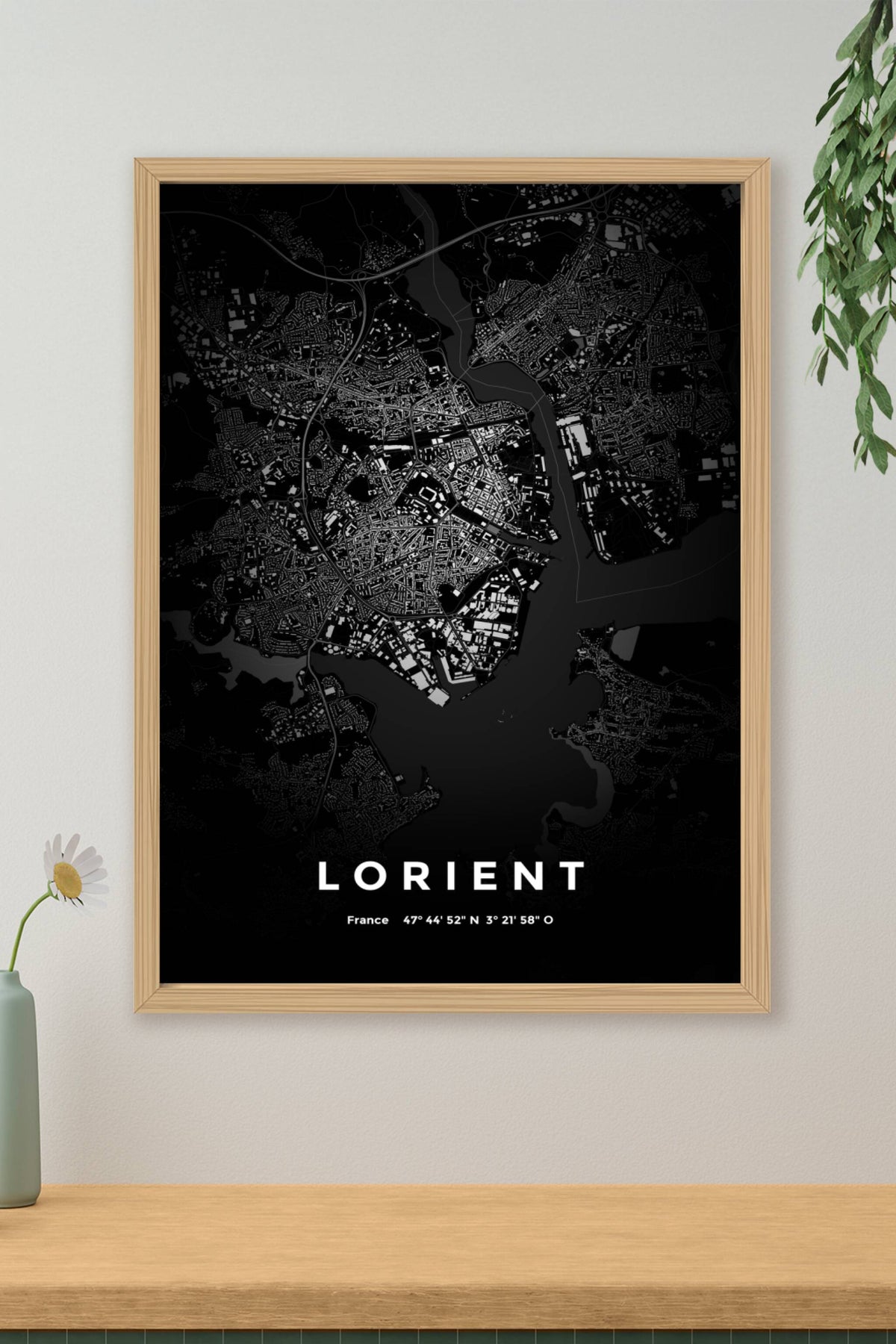 Carte de Lorient nuit - Affiche personnalisée