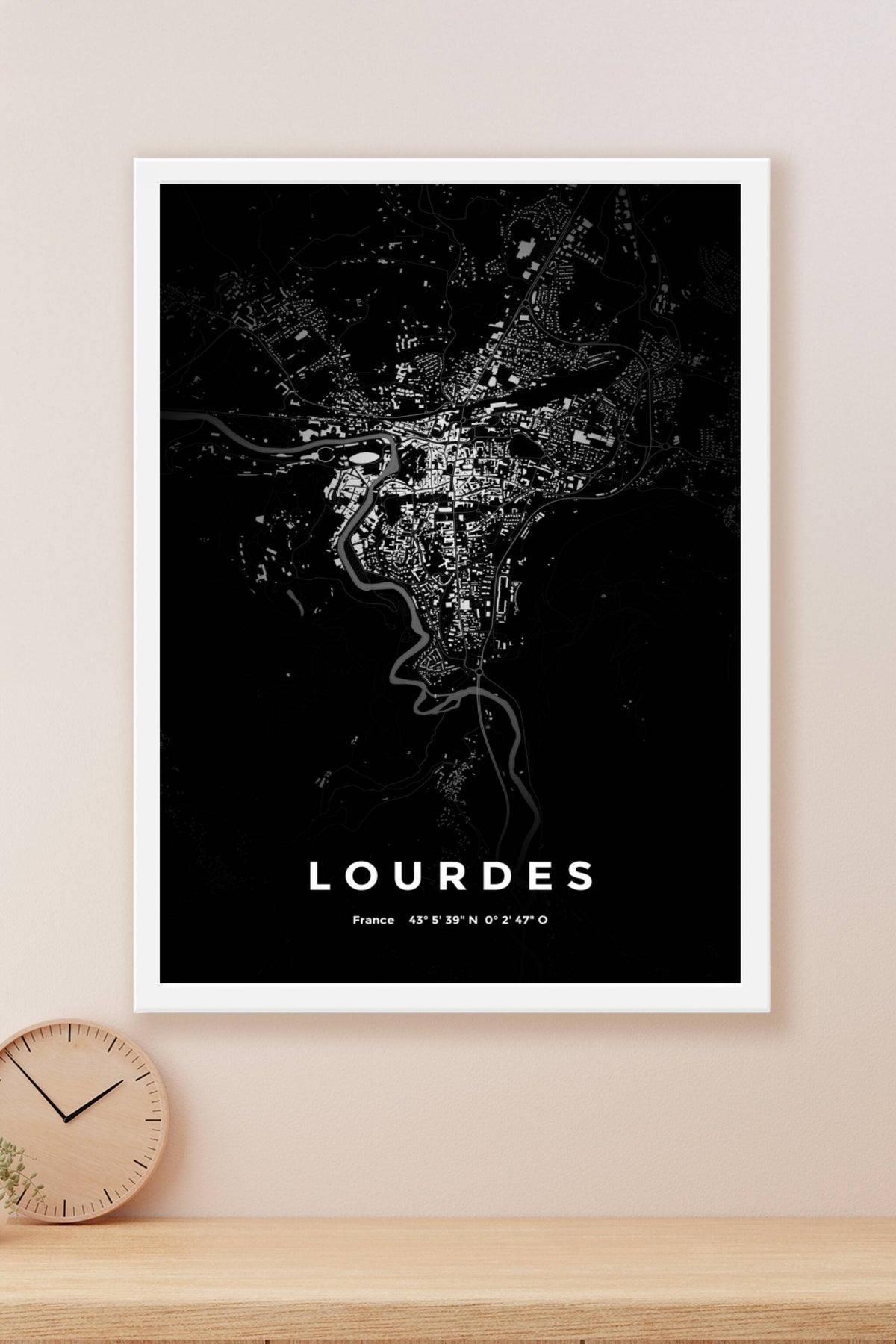 Carte de Lourdes nuit - Affiche personnalisée