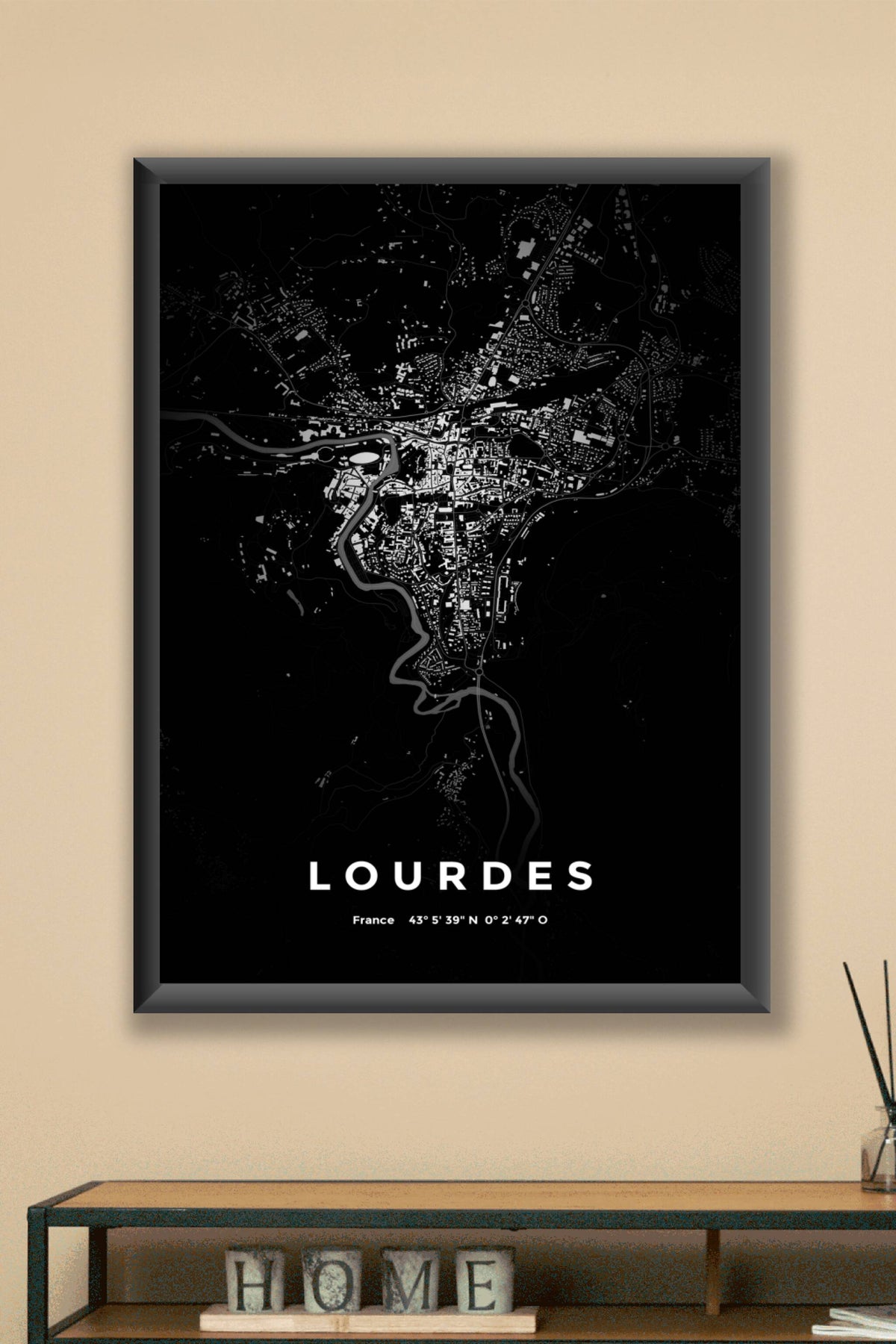 Carte de Lourdes nuit - Affiche personnalisée