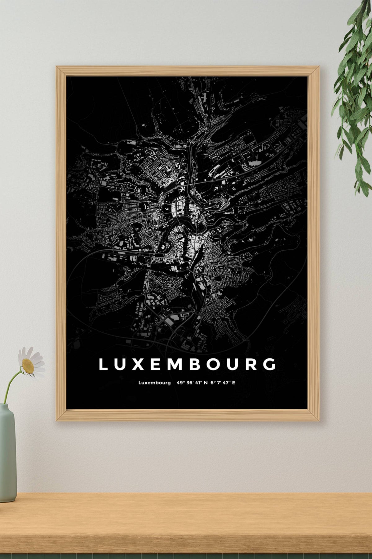 Carte de Luxembourg nuit - Affiche personnalisée