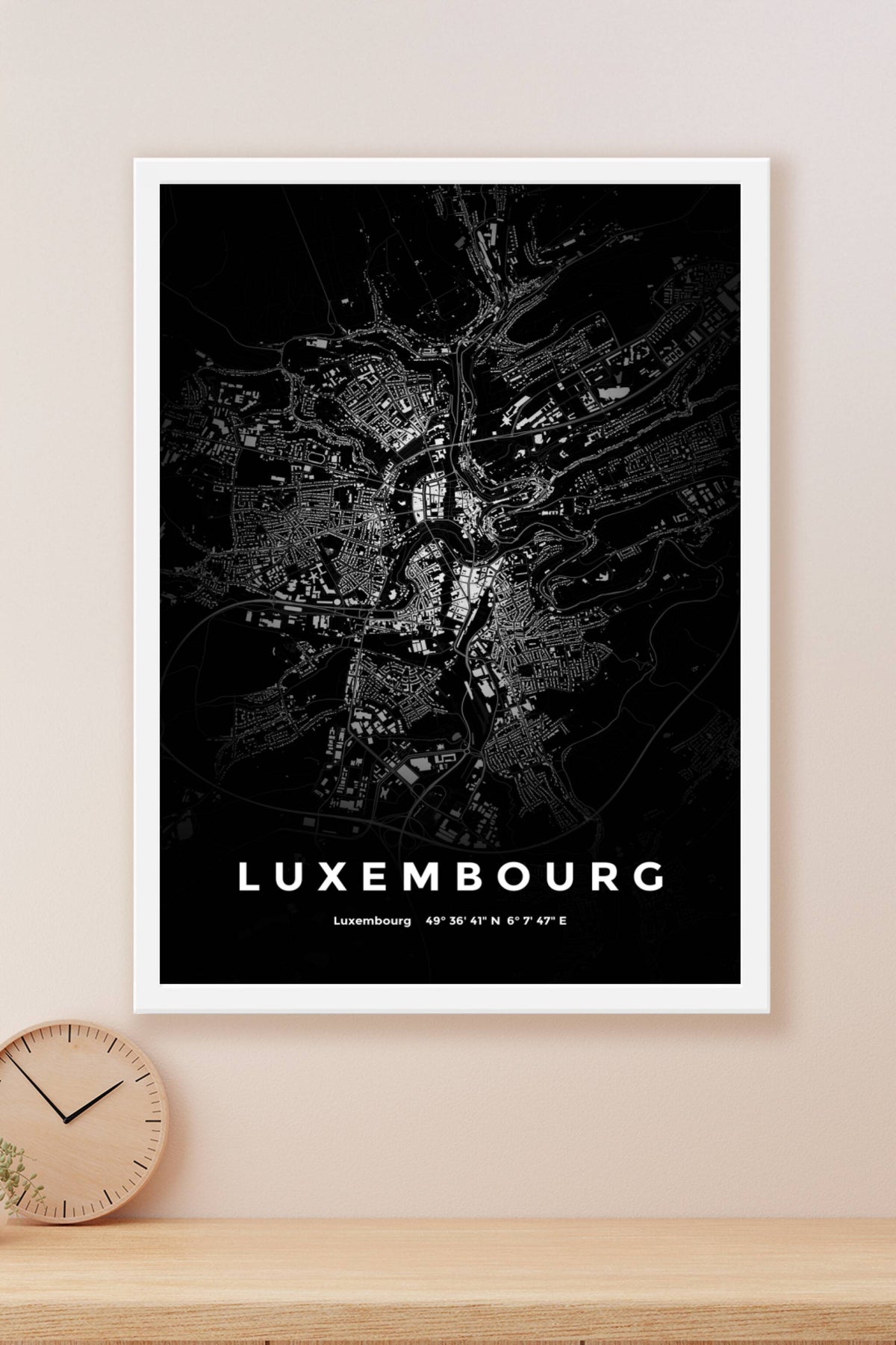 Carte de Luxembourg nuit - Affiche personnalisée