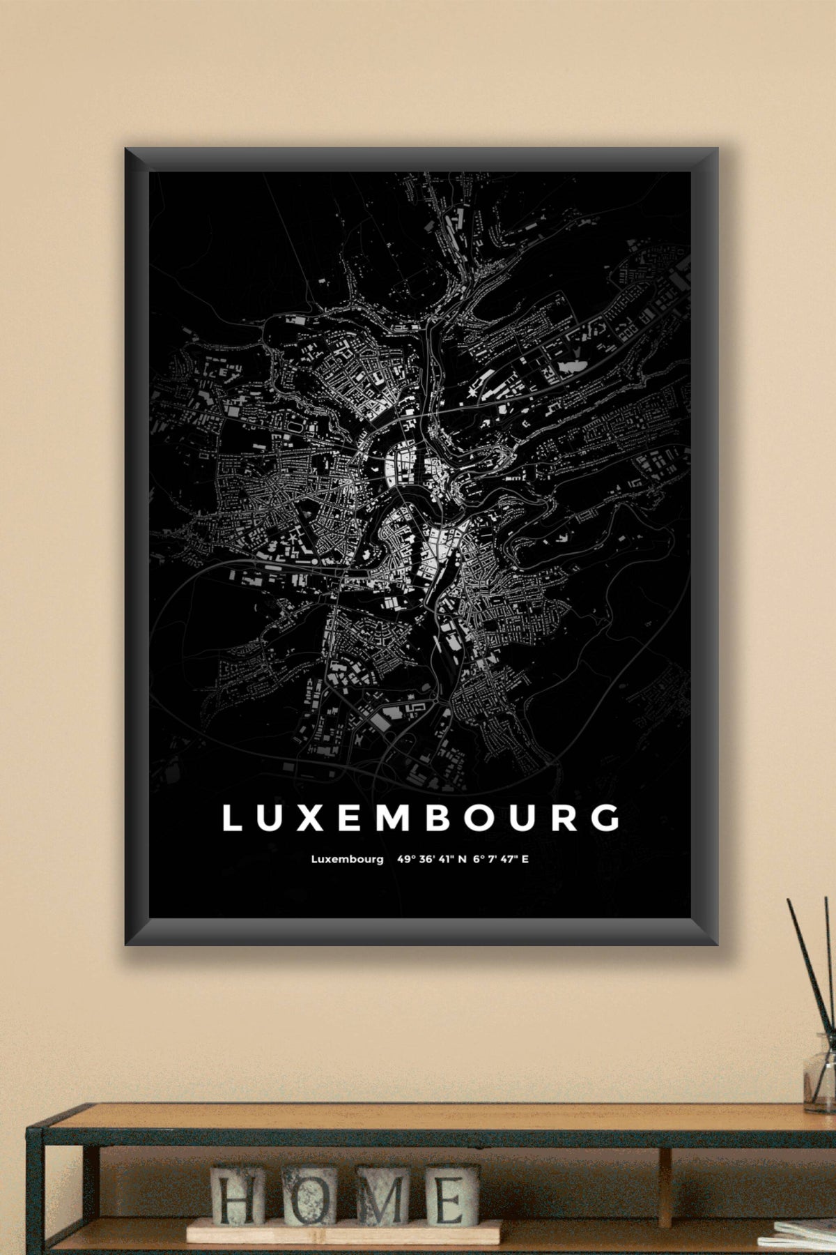 Carte de Luxembourg nuit - Affiche personnalisée