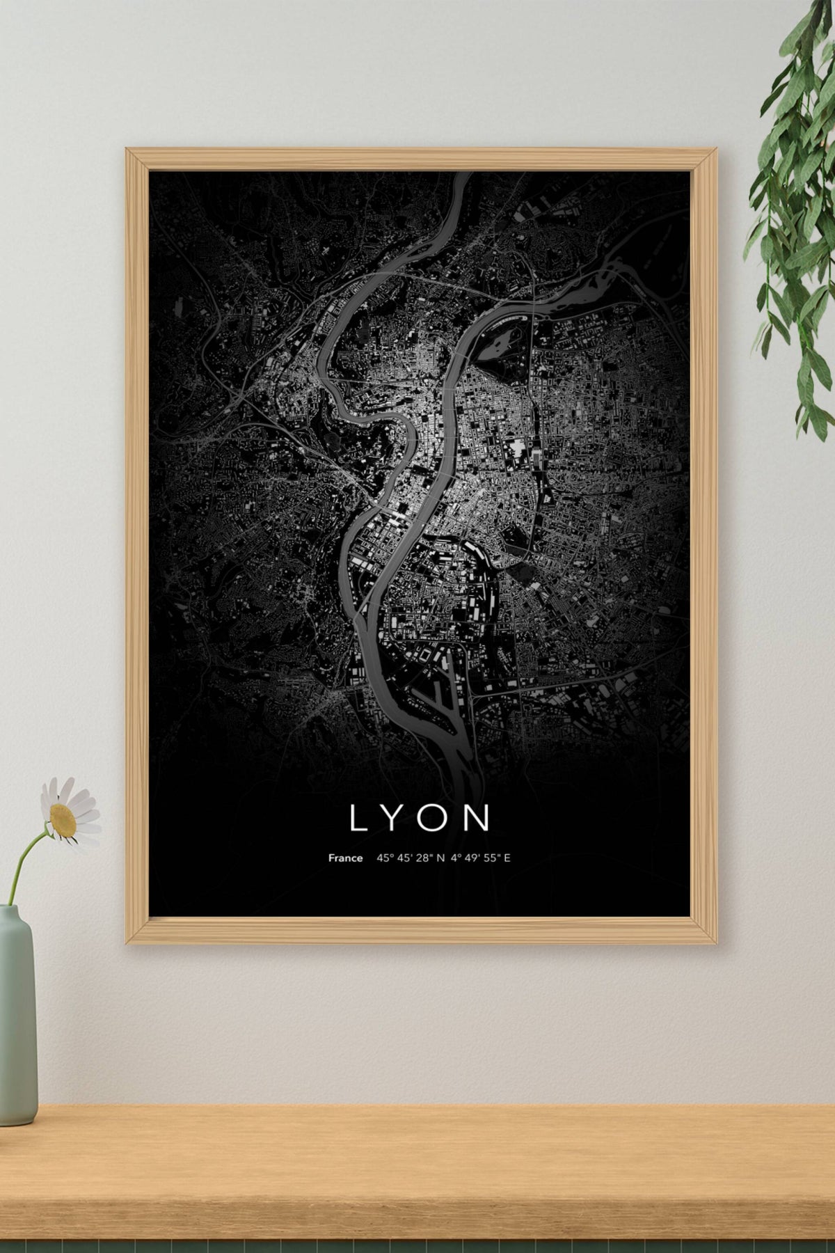 Carte de Lyon nuit - Affiche personnalisée