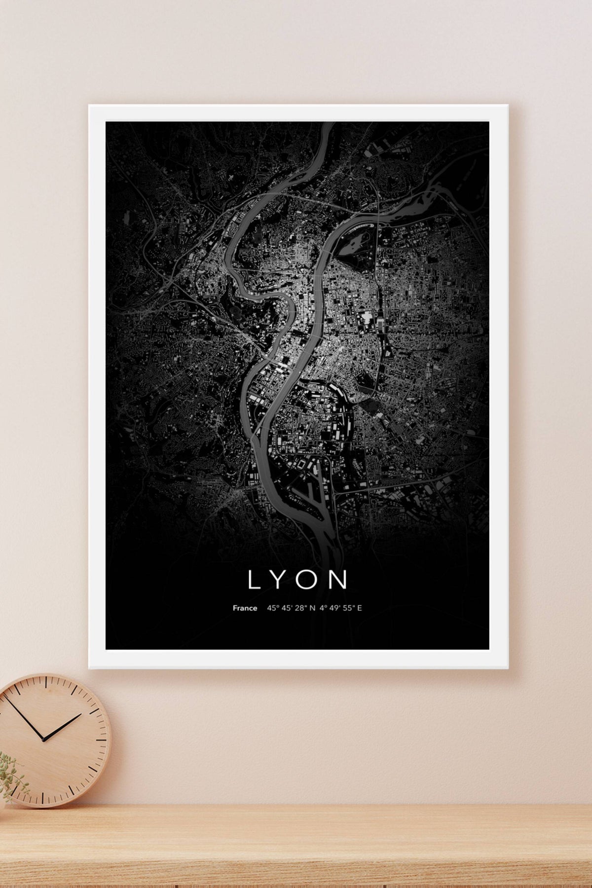 Carte de Lyon nuit - Affiche personnalisée
