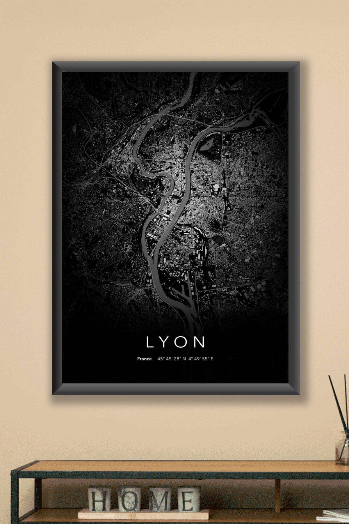 Carte de Lyon nuit - Affiche personnalisée