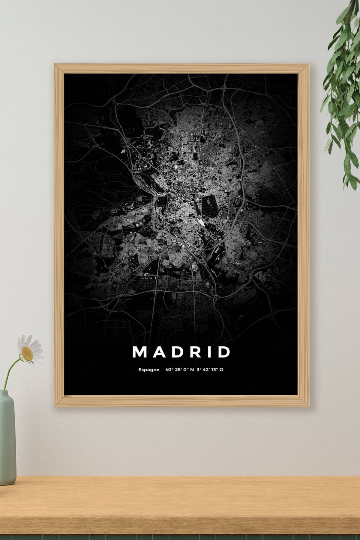 Carte de Madrid nuit - Affiche personnalisée