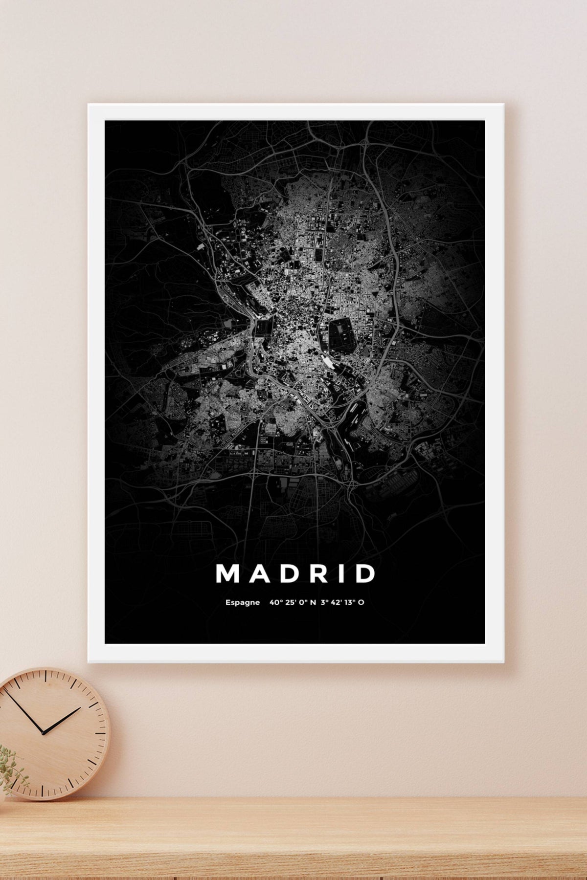 Carte de Madrid nuit - Affiche personnalisée