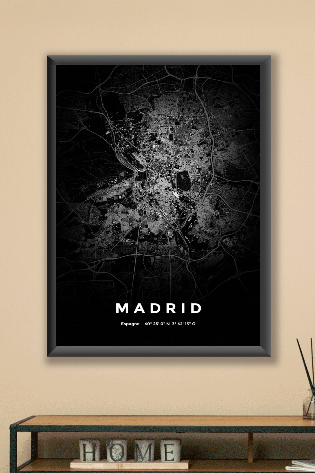Carte de Madrid nuit - Affiche personnalisée