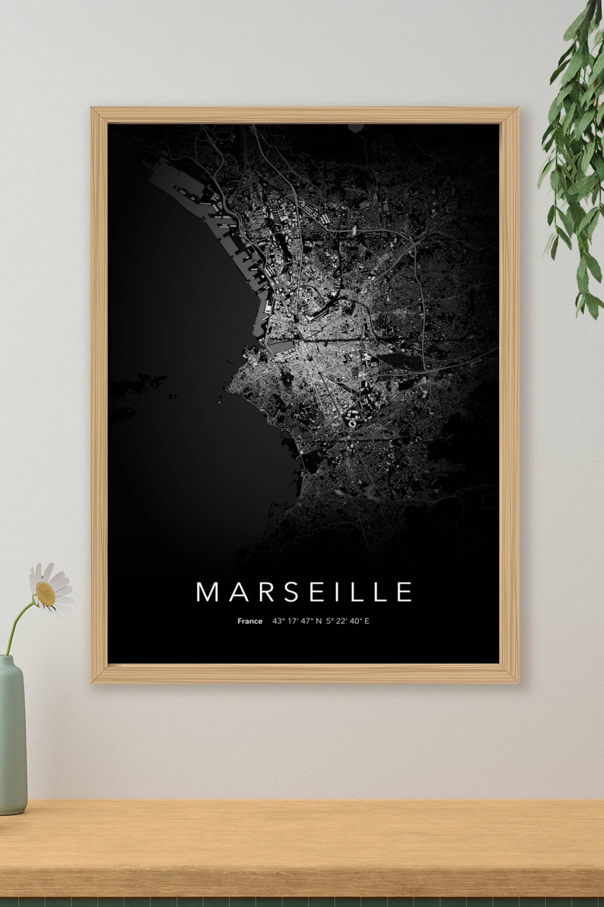 Carte de Marseille nuit - Affiche personnalisée