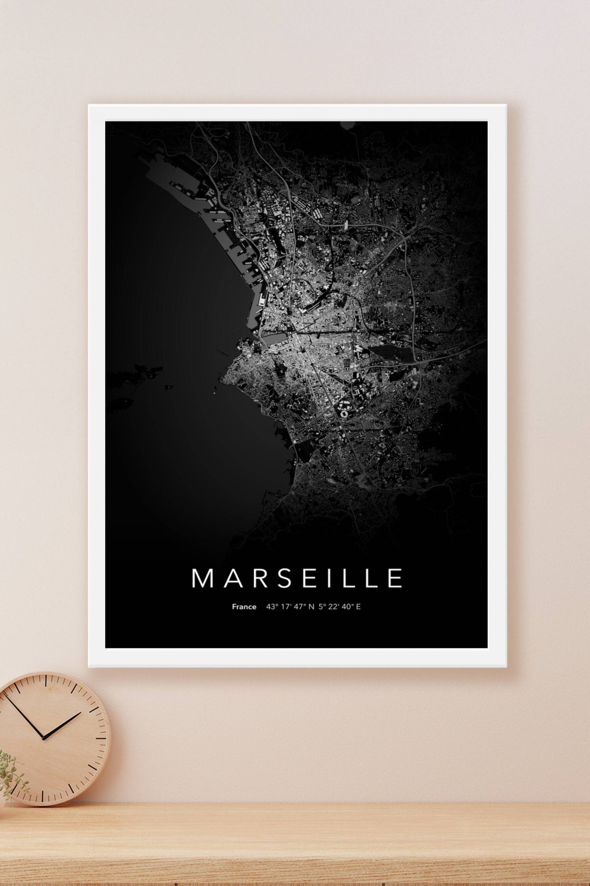 Carte de Marseille nuit - Affiche personnalisée