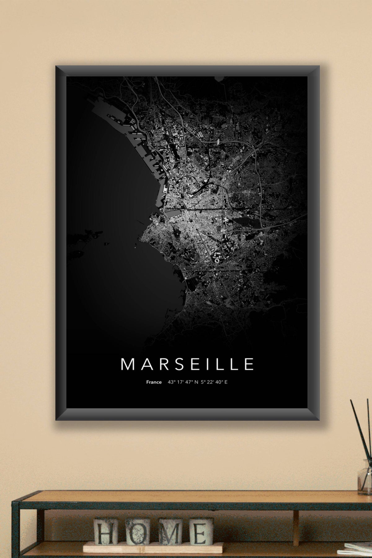 Carte de Marseille nuit - Affiche personnalisée