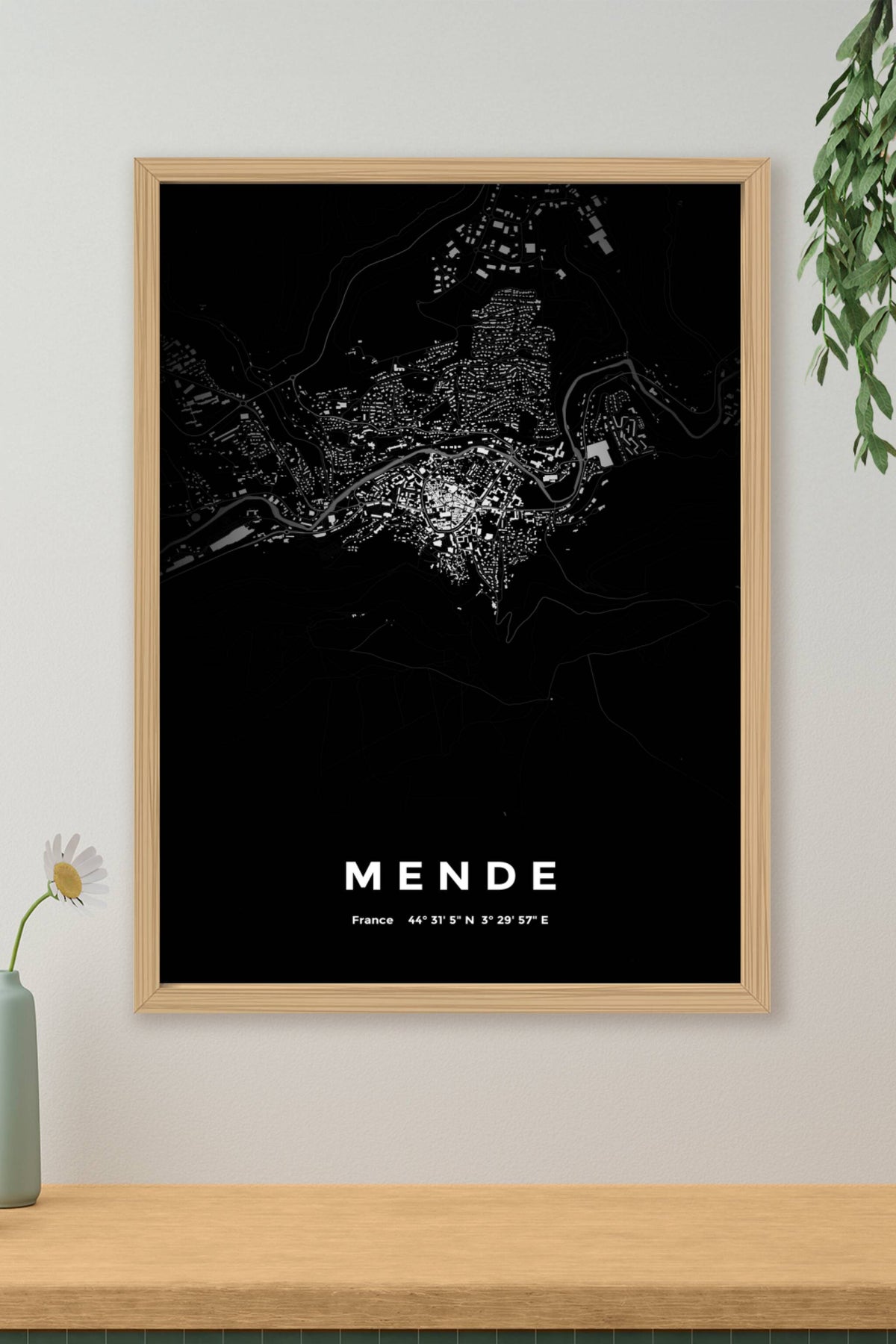 Carte de Mende nuit - Affiche personnalisée