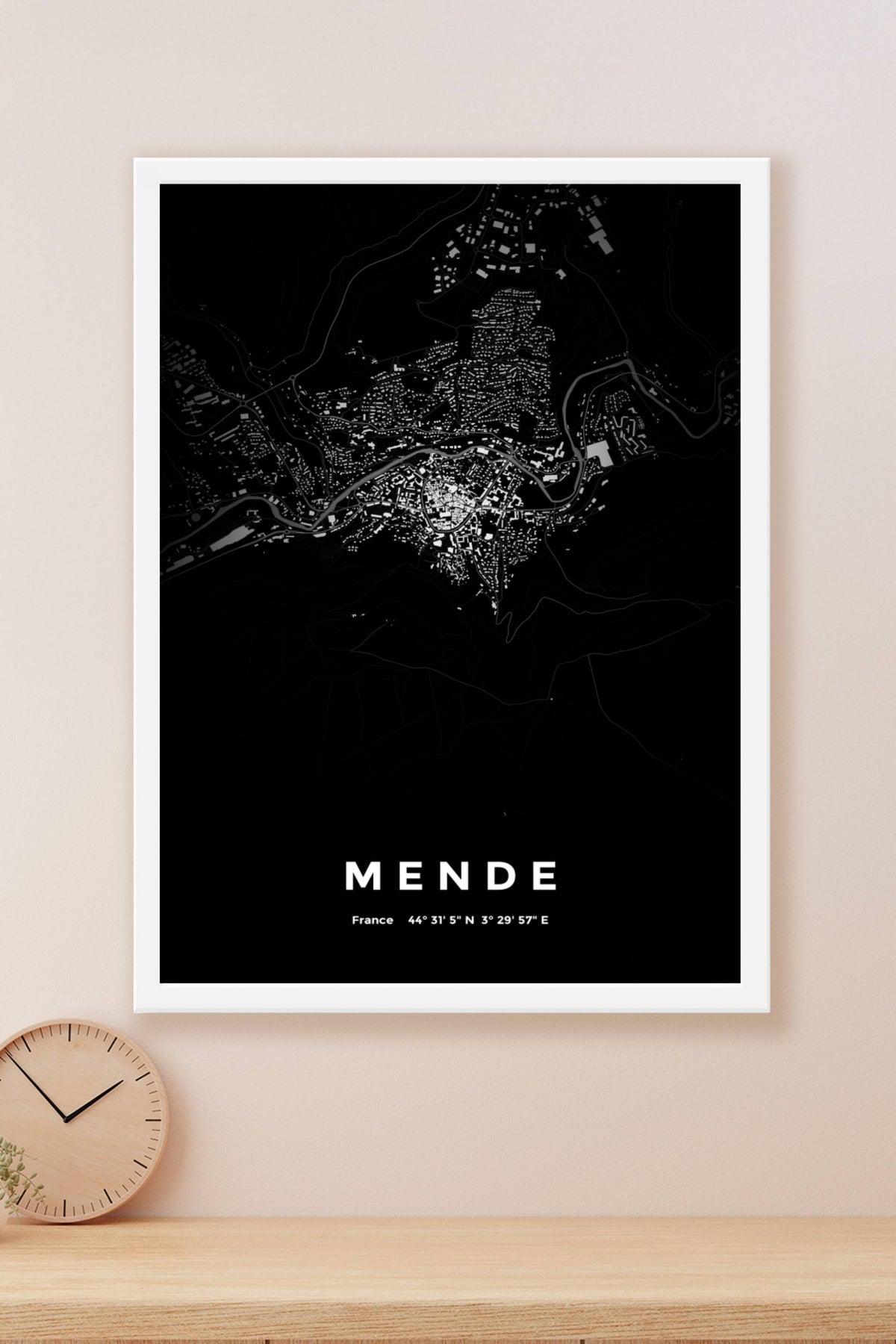 Carte de Mende nuit - Affiche personnalisée