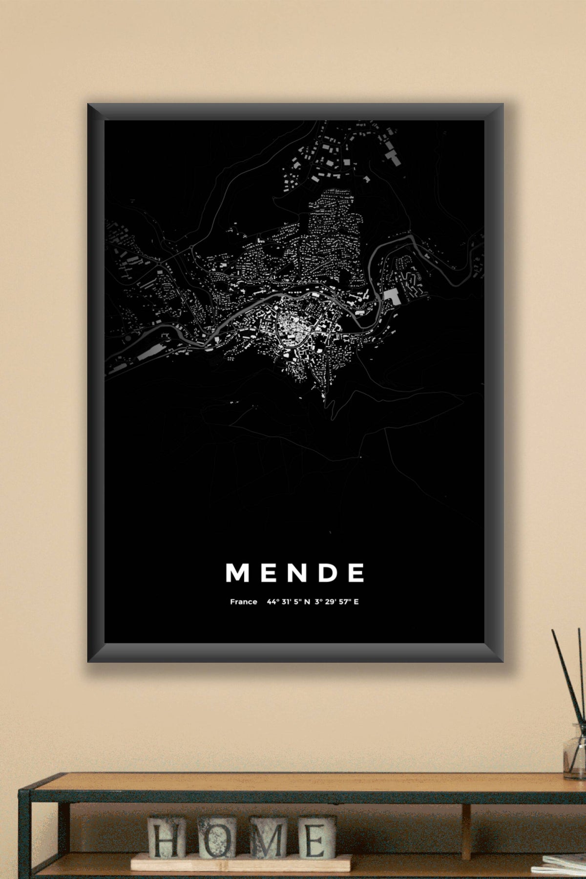 Carte de Mende nuit - Affiche personnalisée