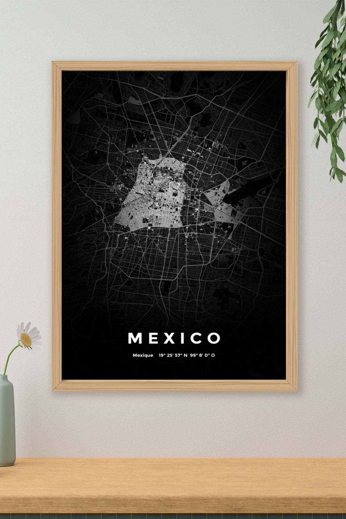 Carte de Mexico nuit - Affiche personnalisée