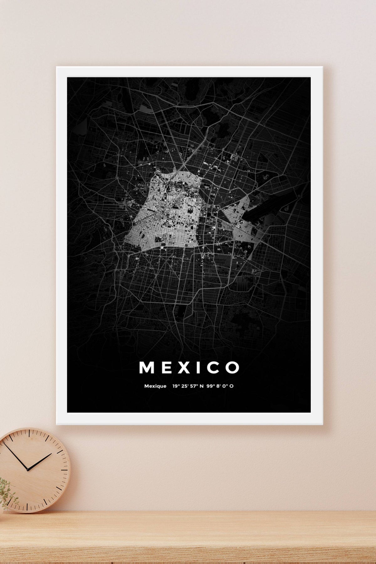Carte de Mexico nuit - Affiche personnalisée