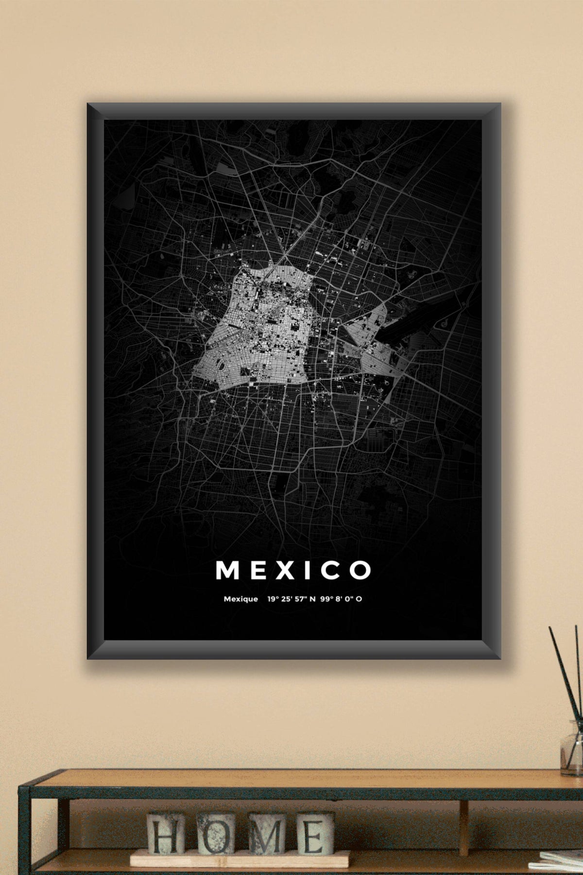 Carte de Mexico nuit - Affiche personnalisée