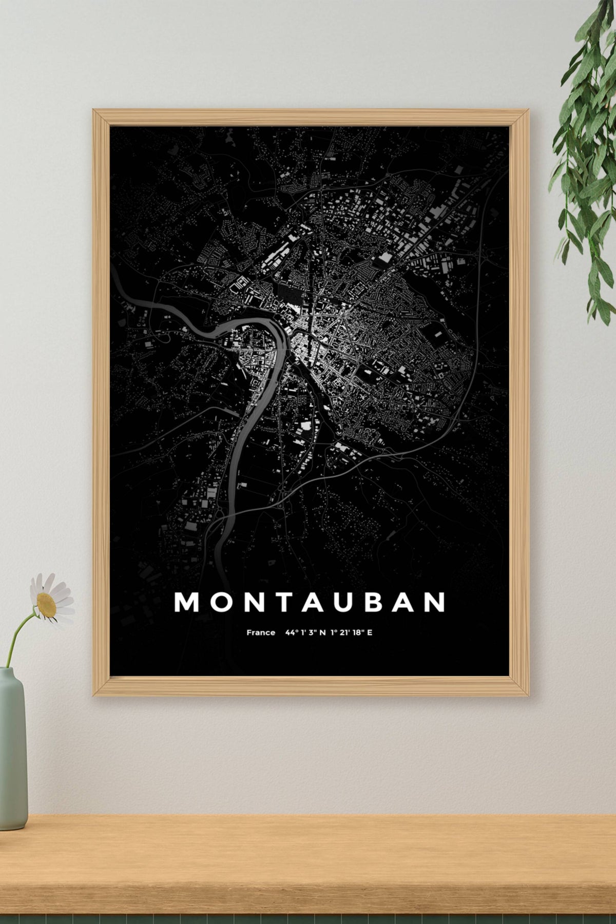 Carte de Montauban nuit - Affiche personnalisée