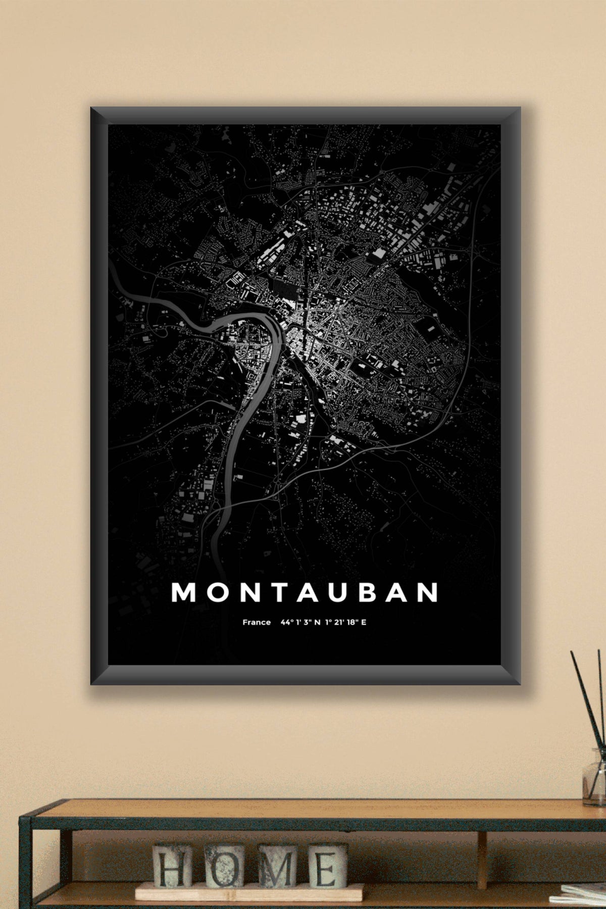 Carte de Montauban nuit - Affiche personnalisée