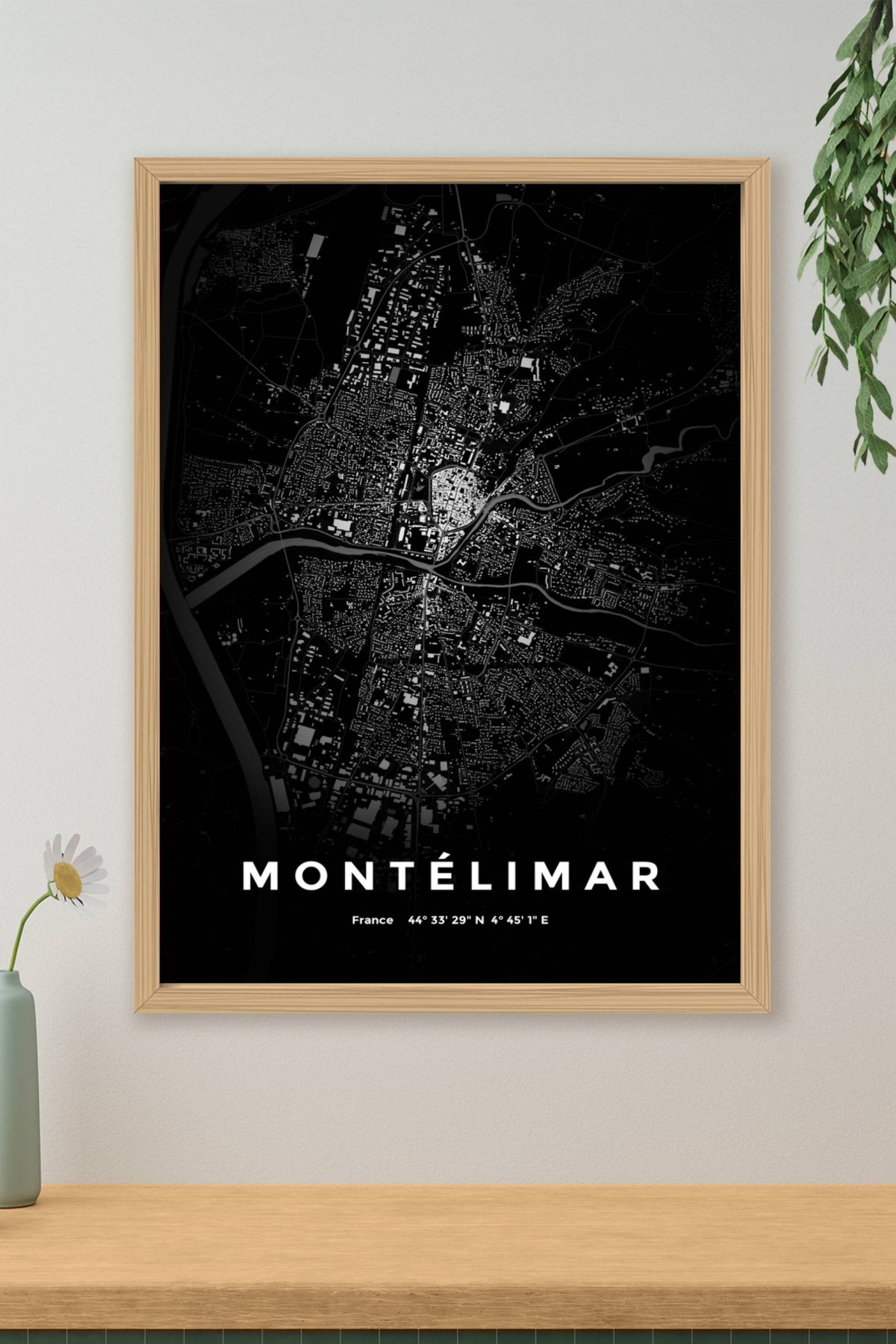 Carte de Montélimar nuit - Affiche personnalisée