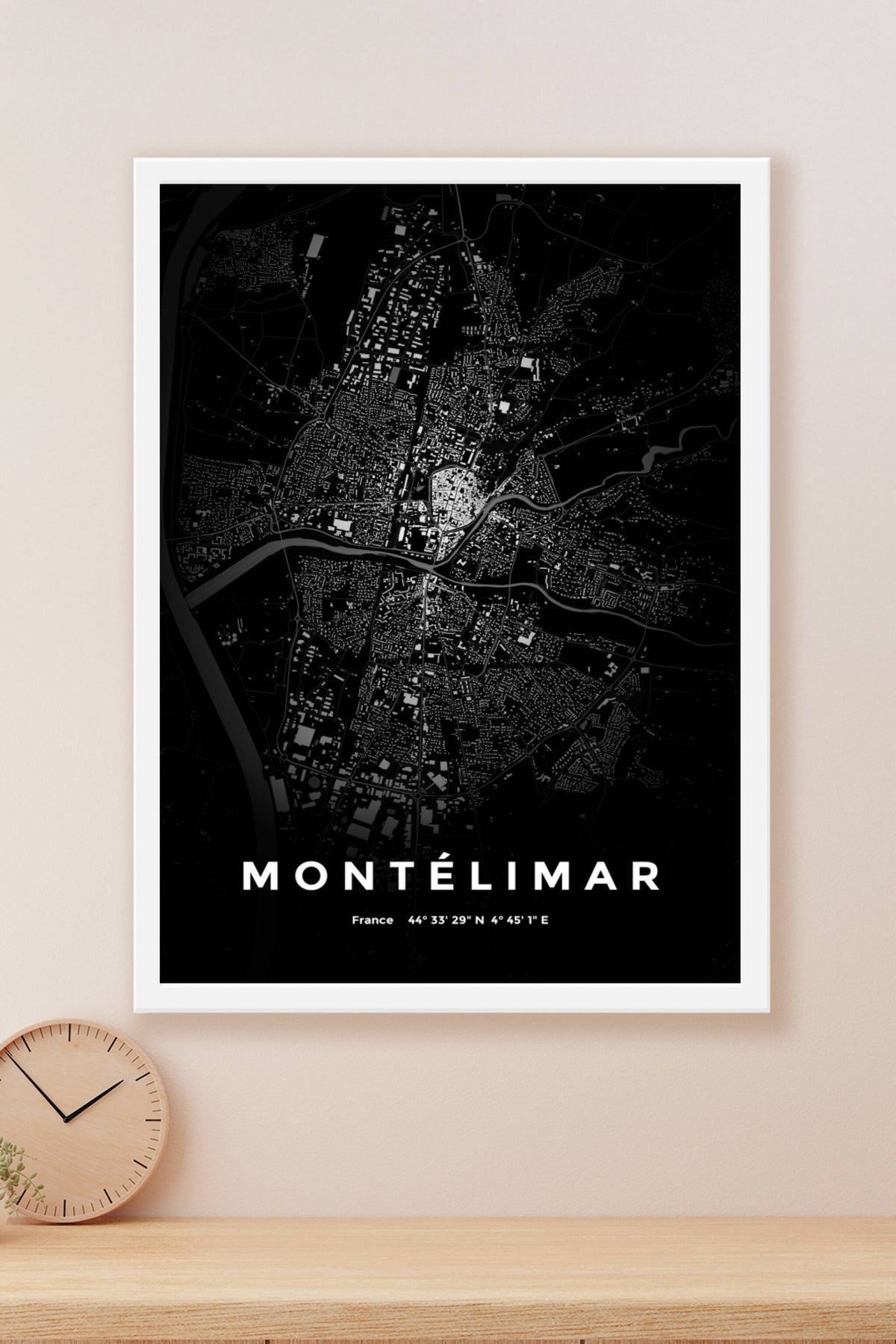 Carte de Montélimar nuit - Affiche personnalisée