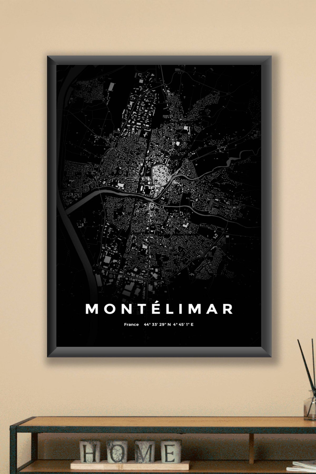 Carte de Montélimar nuit - Affiche personnalisée