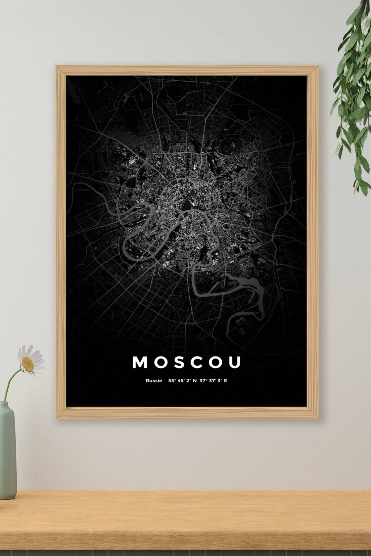 Carte de Moscou nuit - Affiche personnalisée
