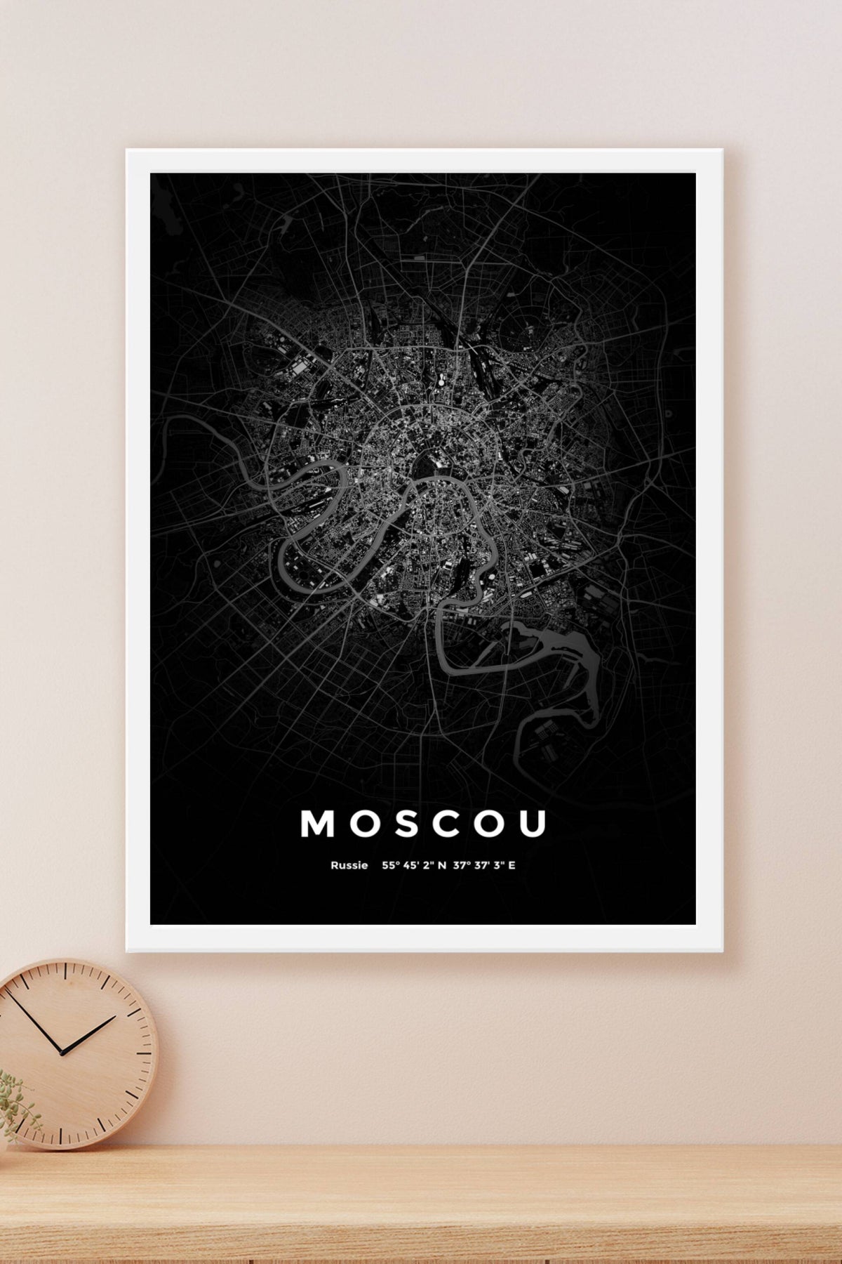 Carte de Moscou nuit - Affiche personnalisée