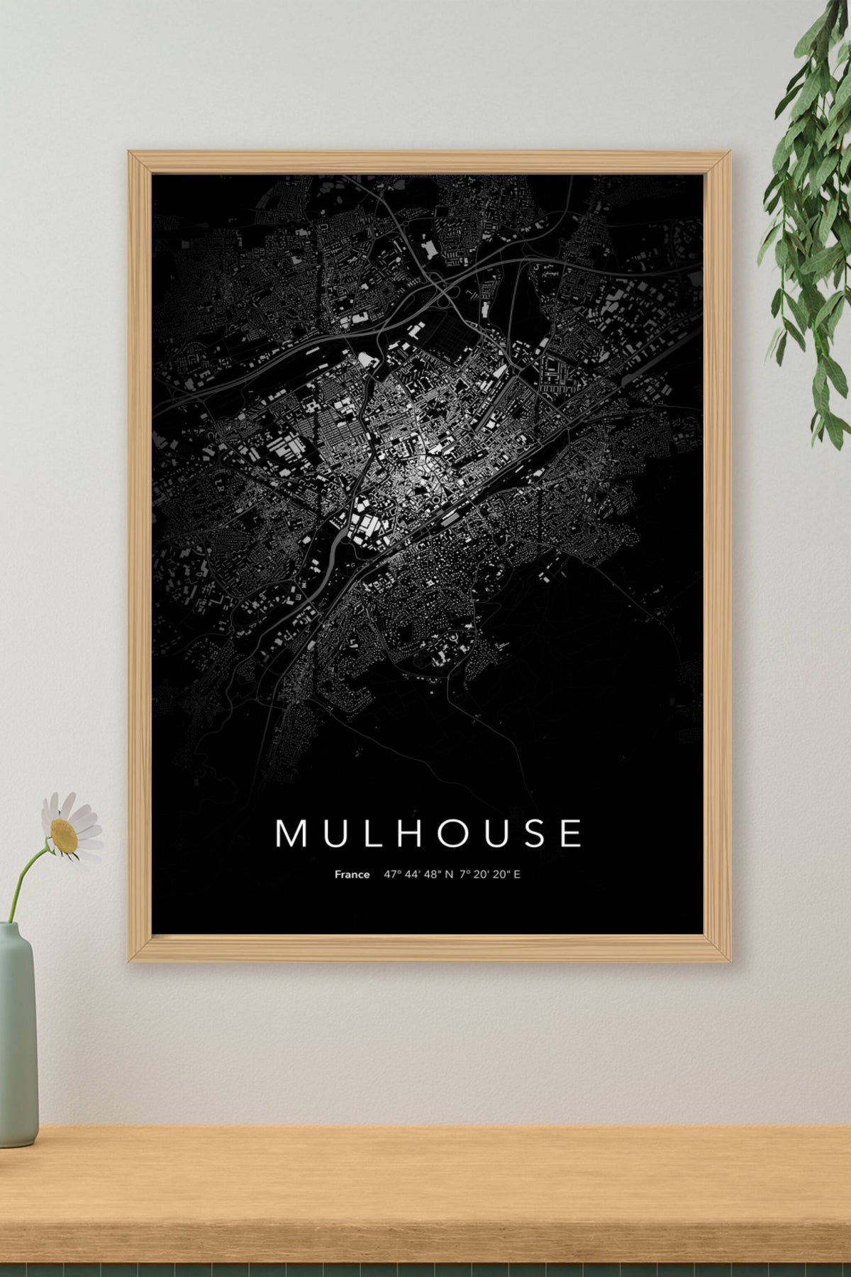Carte de Mulhouse nuit - Affiche personnalisée