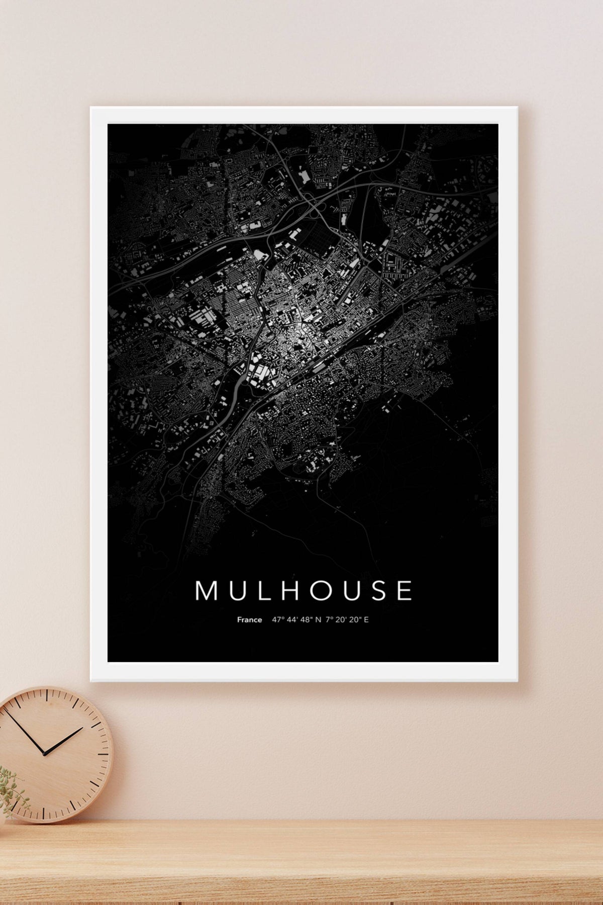 Carte de Mulhouse nuit - Affiche personnalisée