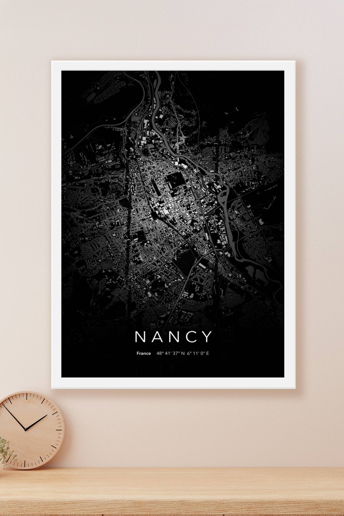 Carte de Nancy nuit - Affiche personnalisée