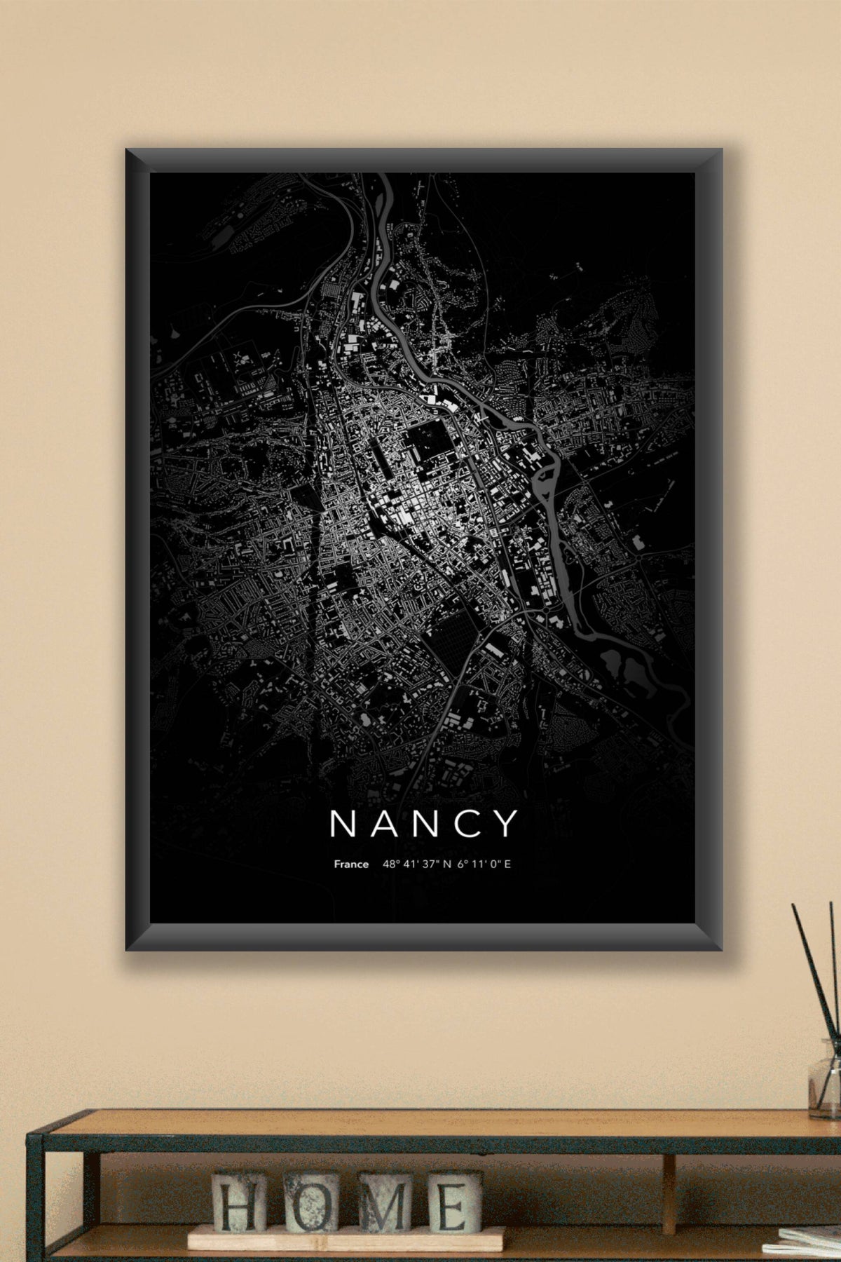 Carte de Nancy nuit - Affiche personnalisée
