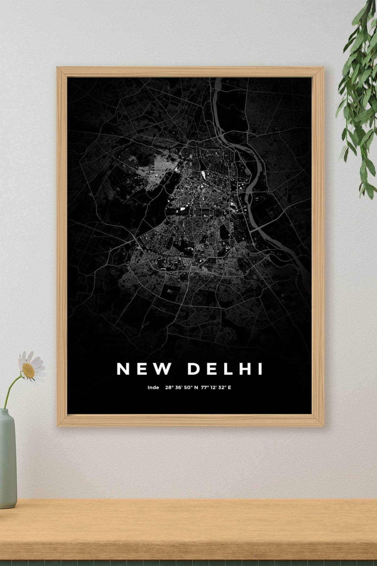 Carte de New Delhi nuit - Affiche personnalisée
