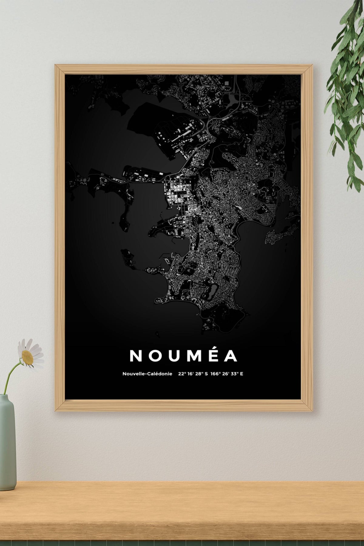 Carte de Nouméa nuit - Affiche personnalisée