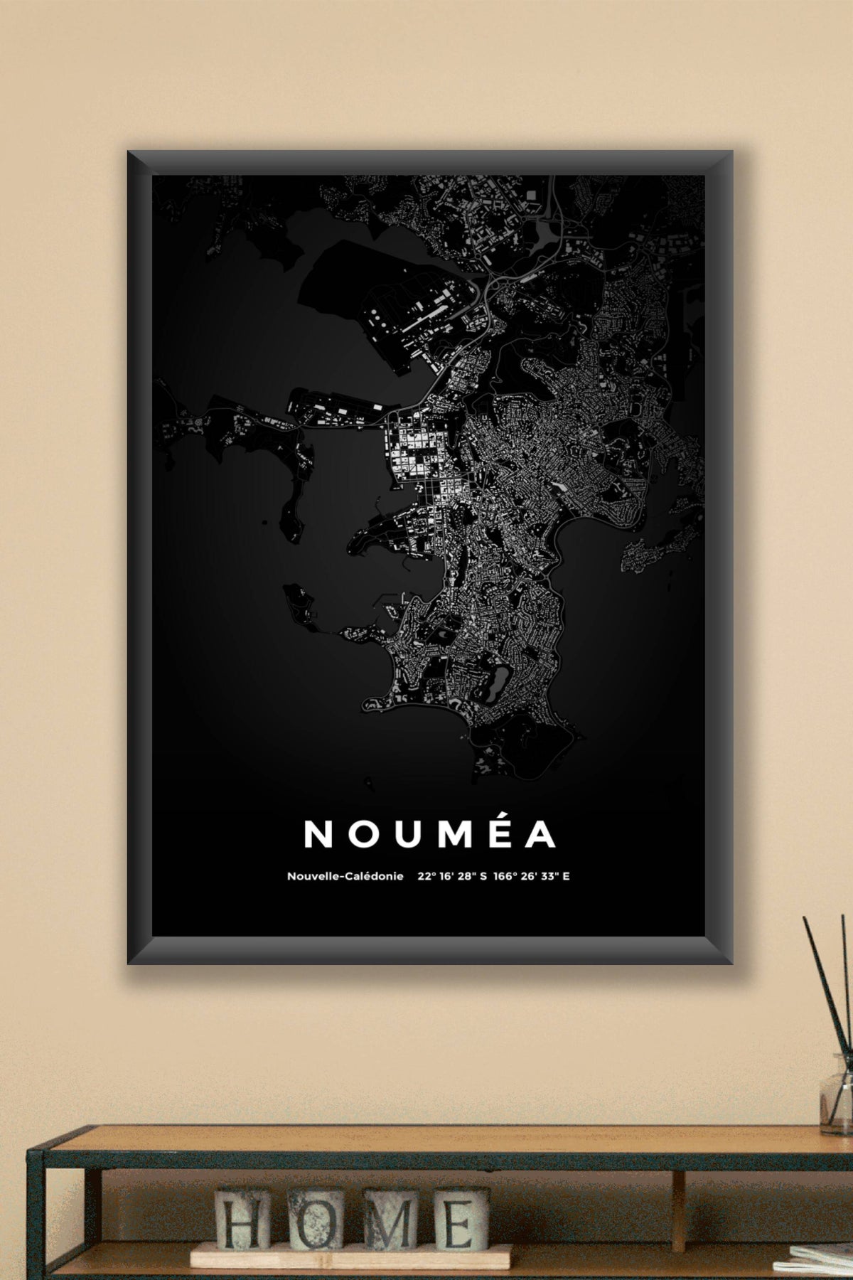 Carte de Nouméa nuit - Affiche personnalisée