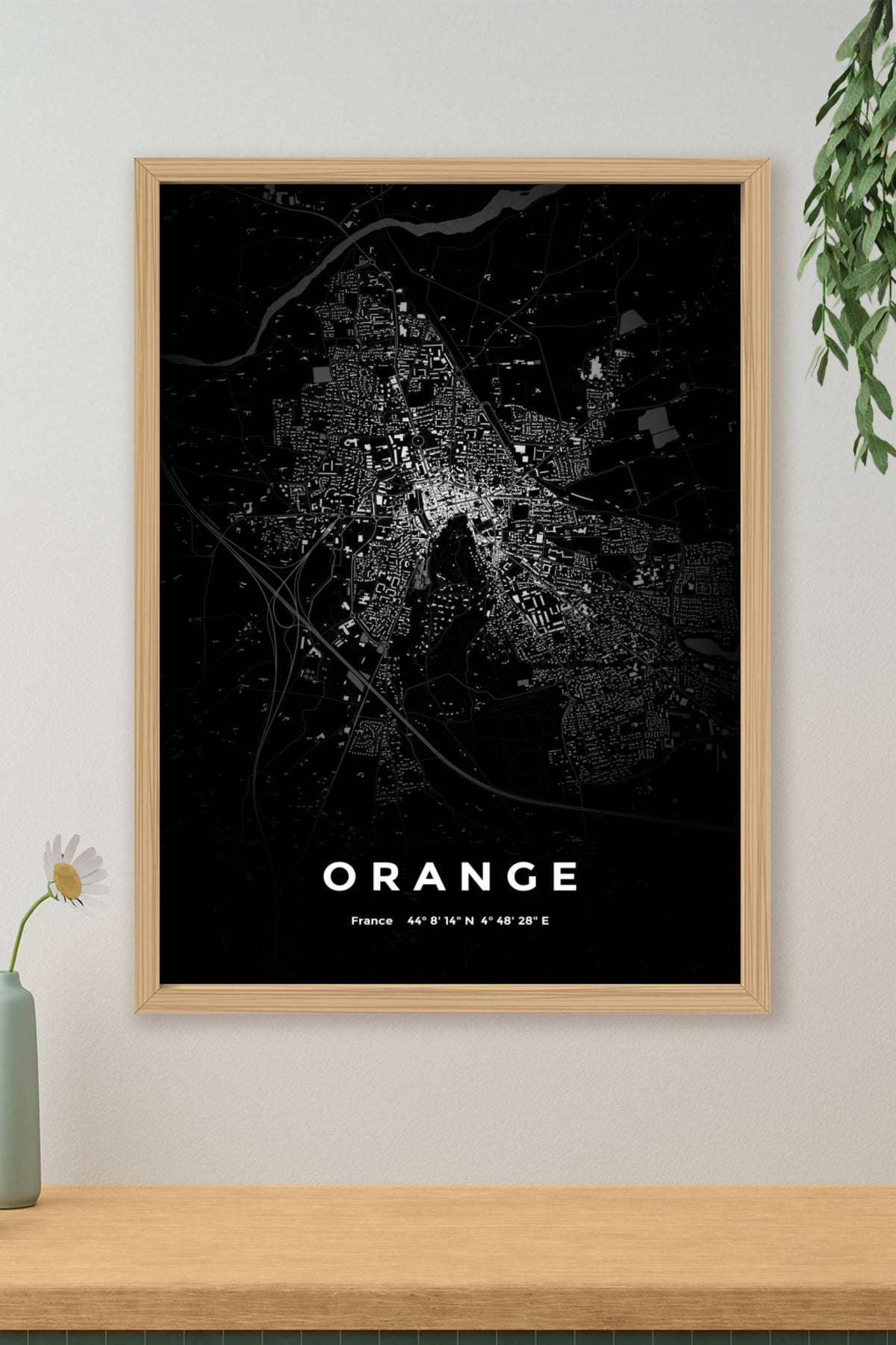 Carte d'Orange nuit - Affiche personnalisée