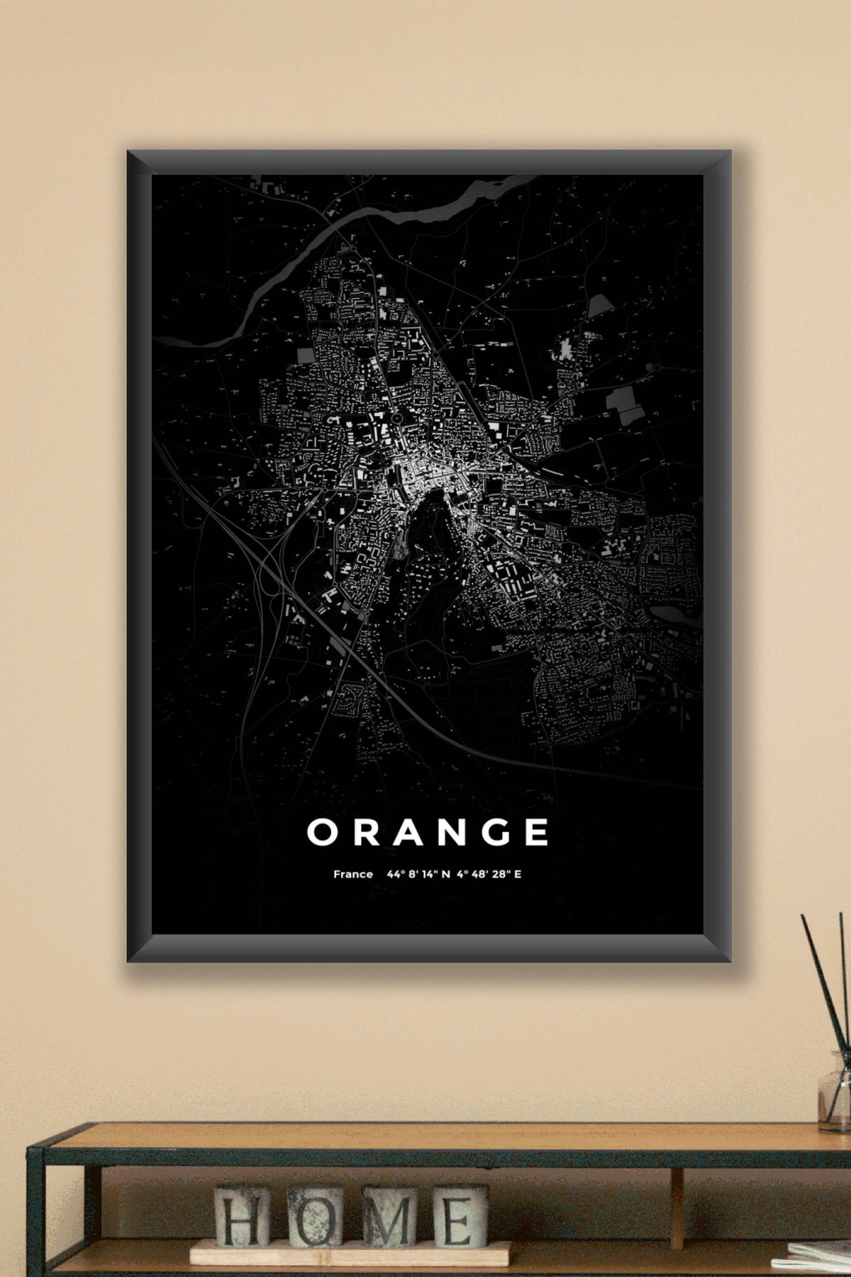 Carte d'Orange nuit - Affiche personnalisée