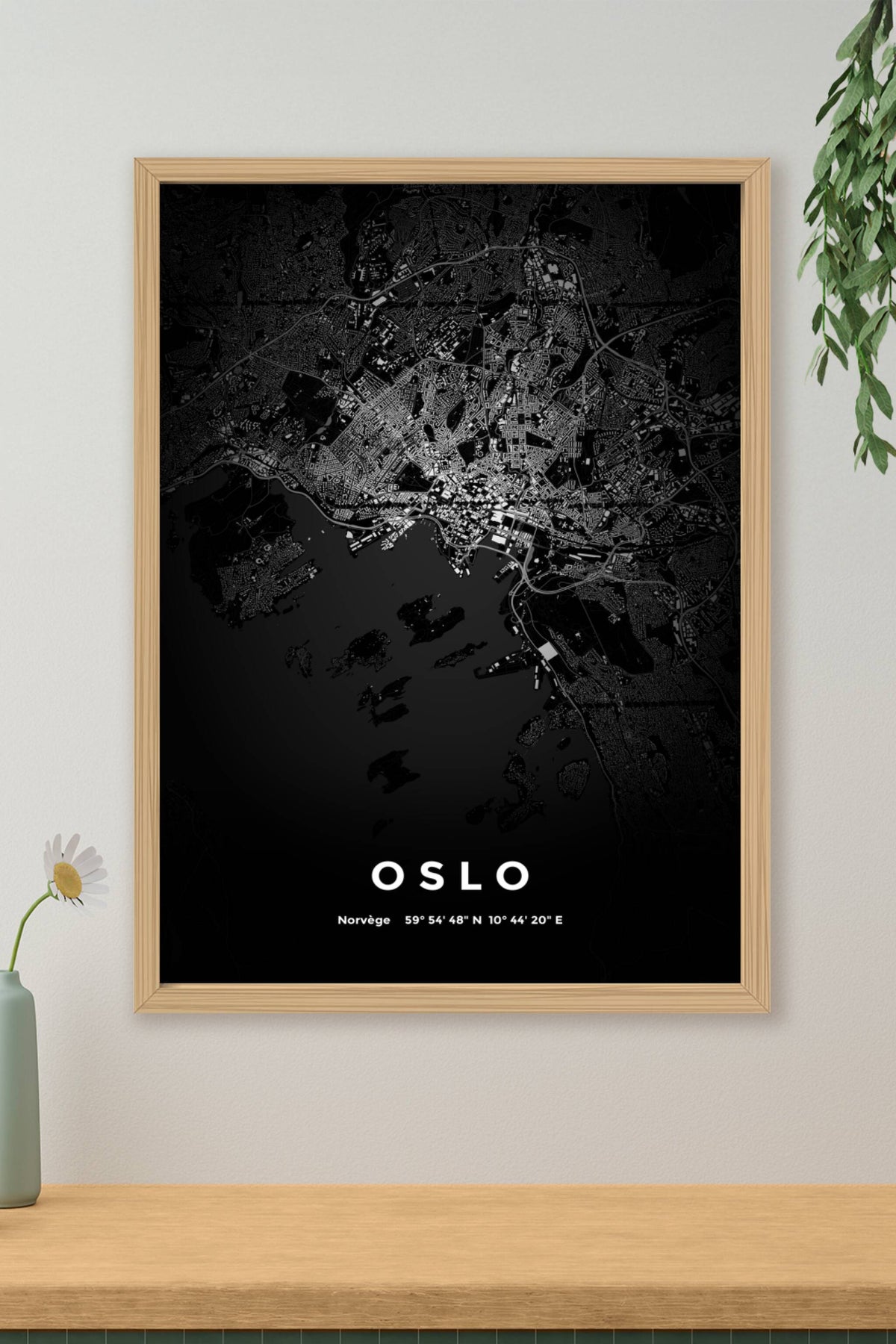 Carte d'Oslo nuit - Affiche personnalisée