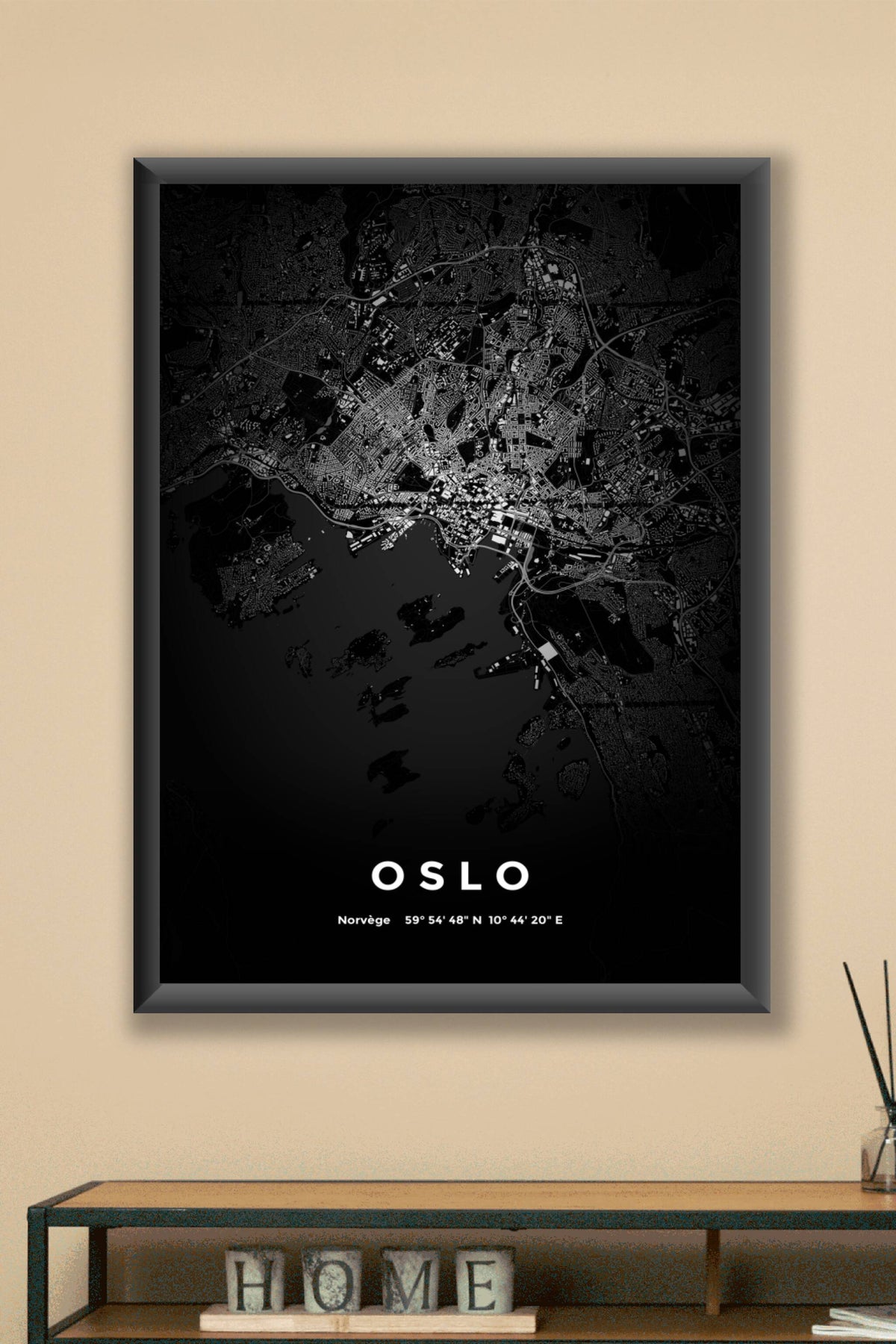 Carte d'Oslo nuit - Affiche personnalisée