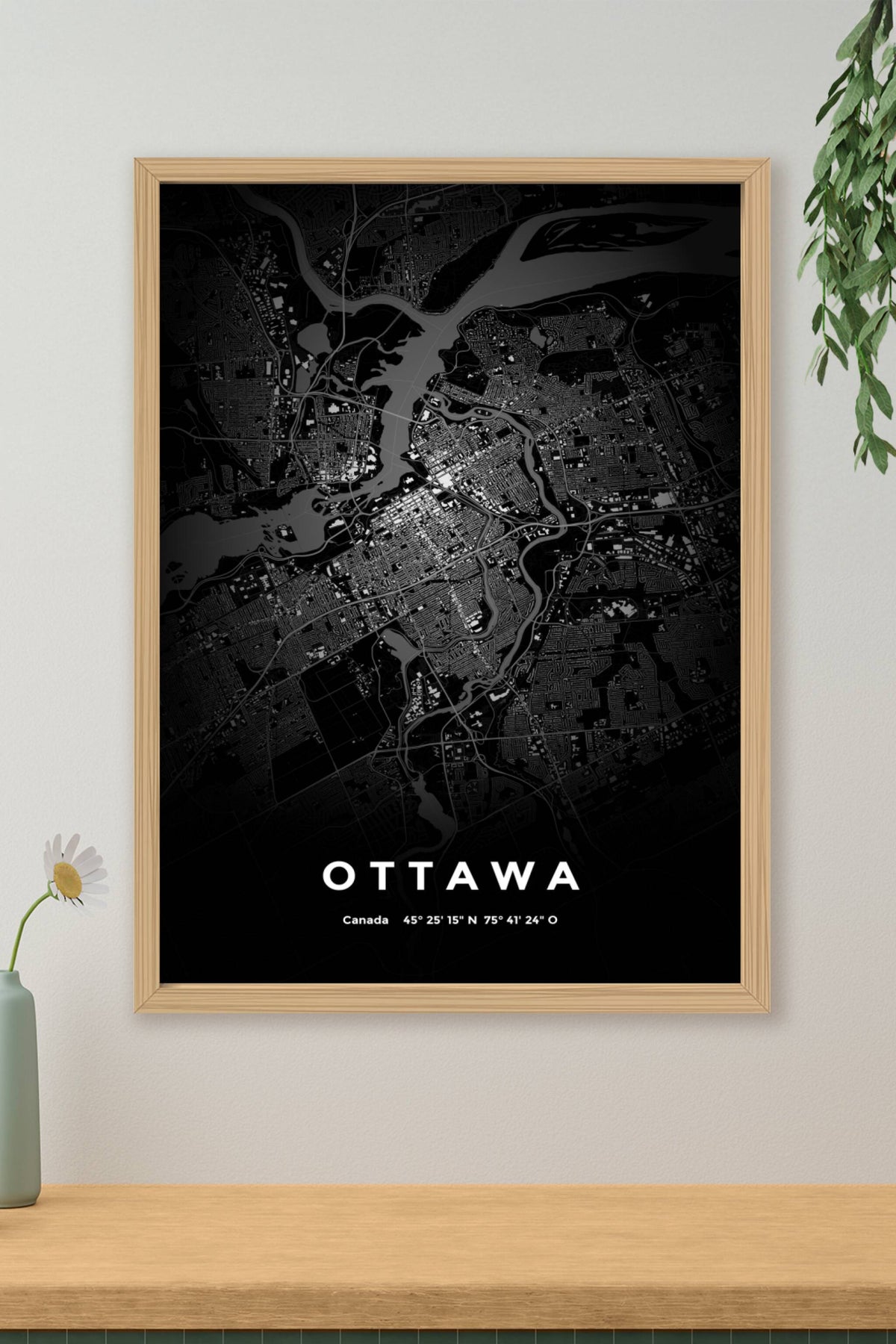 Carte d'Ottawa nuit - Affiche personnalisée