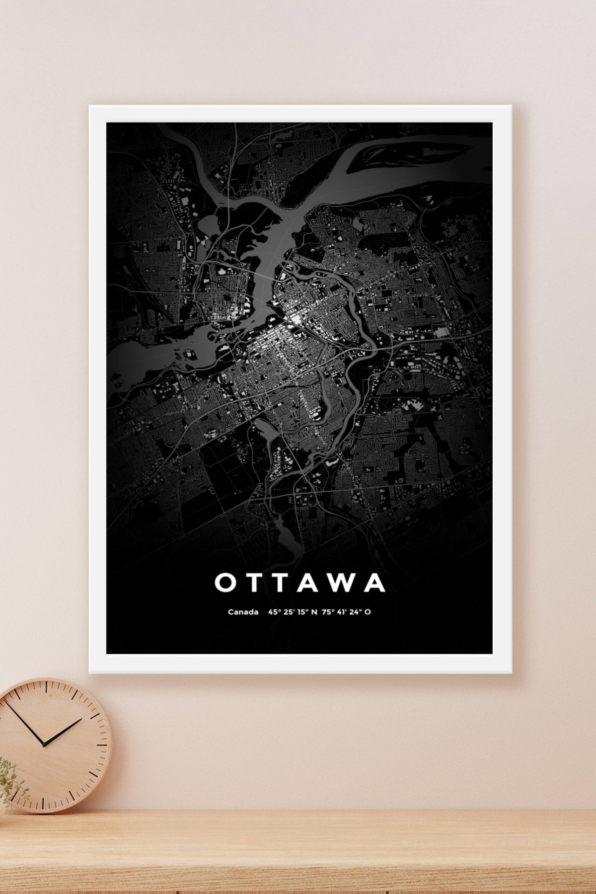 Carte d'Ottawa nuit - Affiche personnalisée