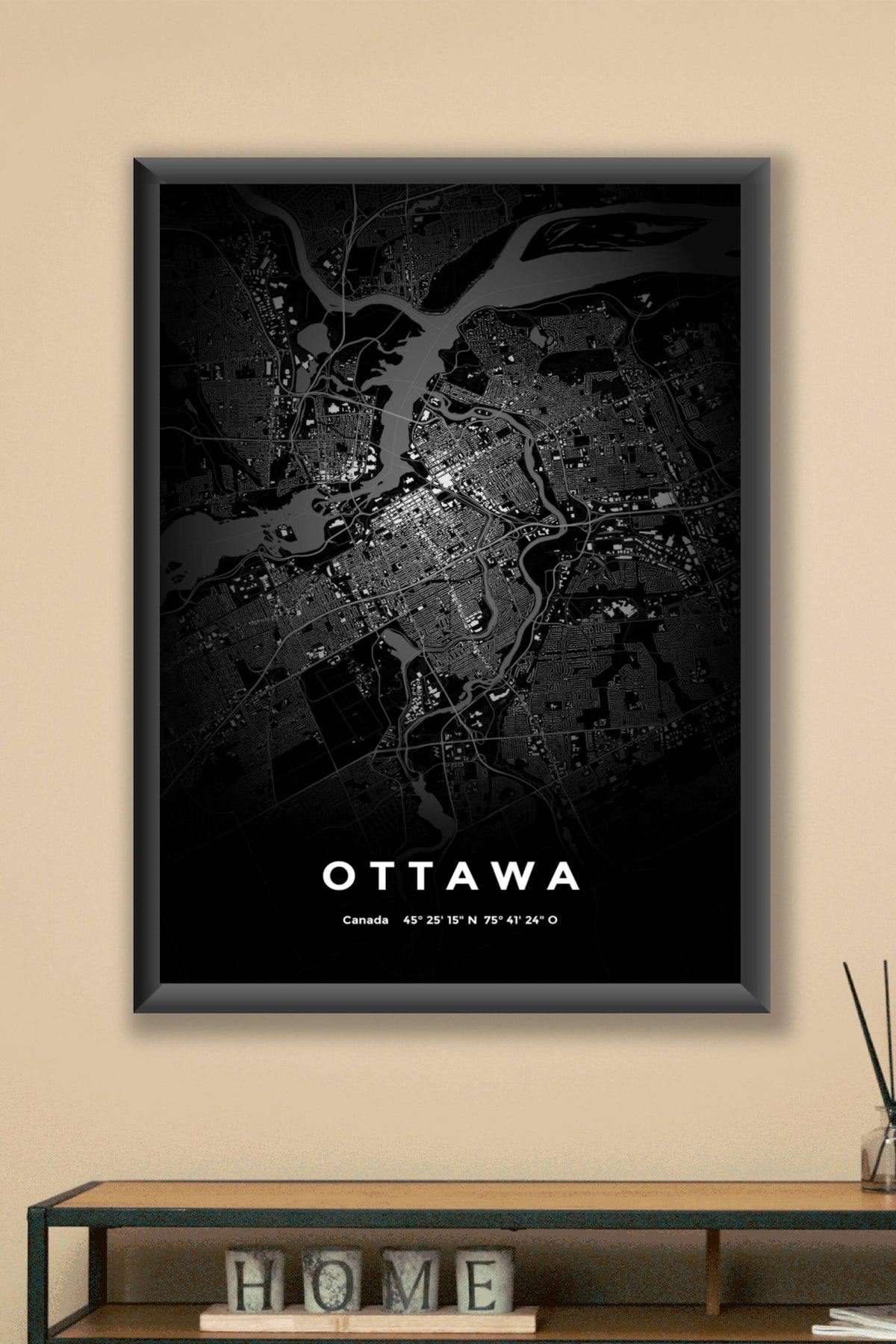 Carte d'Ottawa nuit - Affiche personnalisée