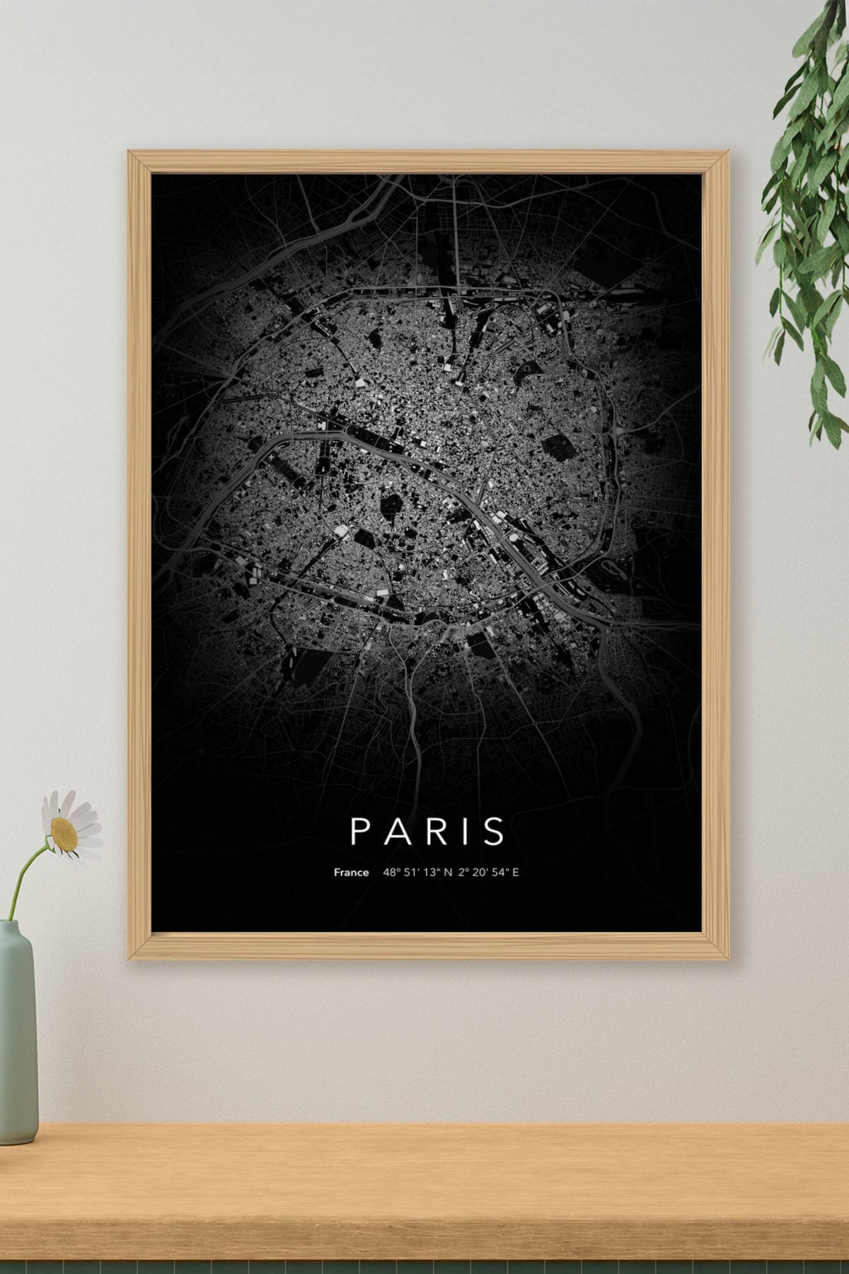 Carte de Paris nuit - Affiche personnalisée