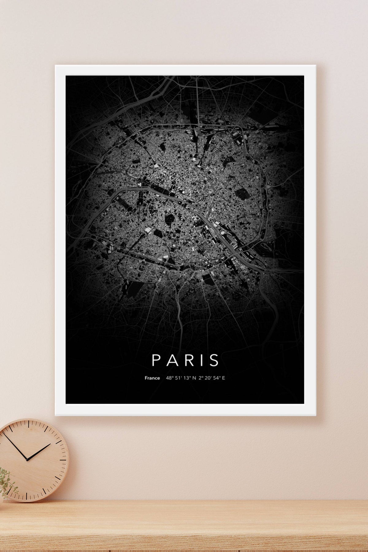 Carte de Paris nuit - Affiche personnalisée