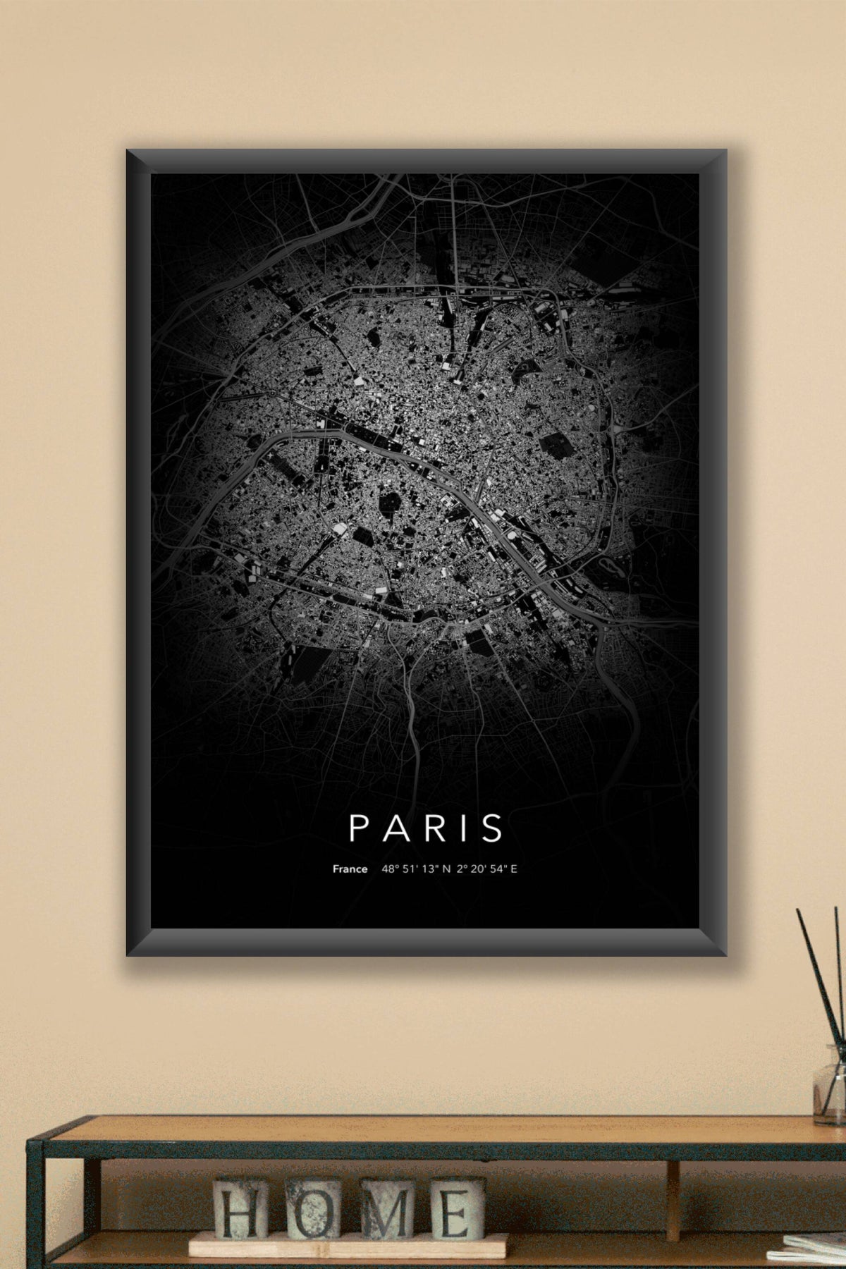 Carte de Paris nuit - Affiche personnalisée