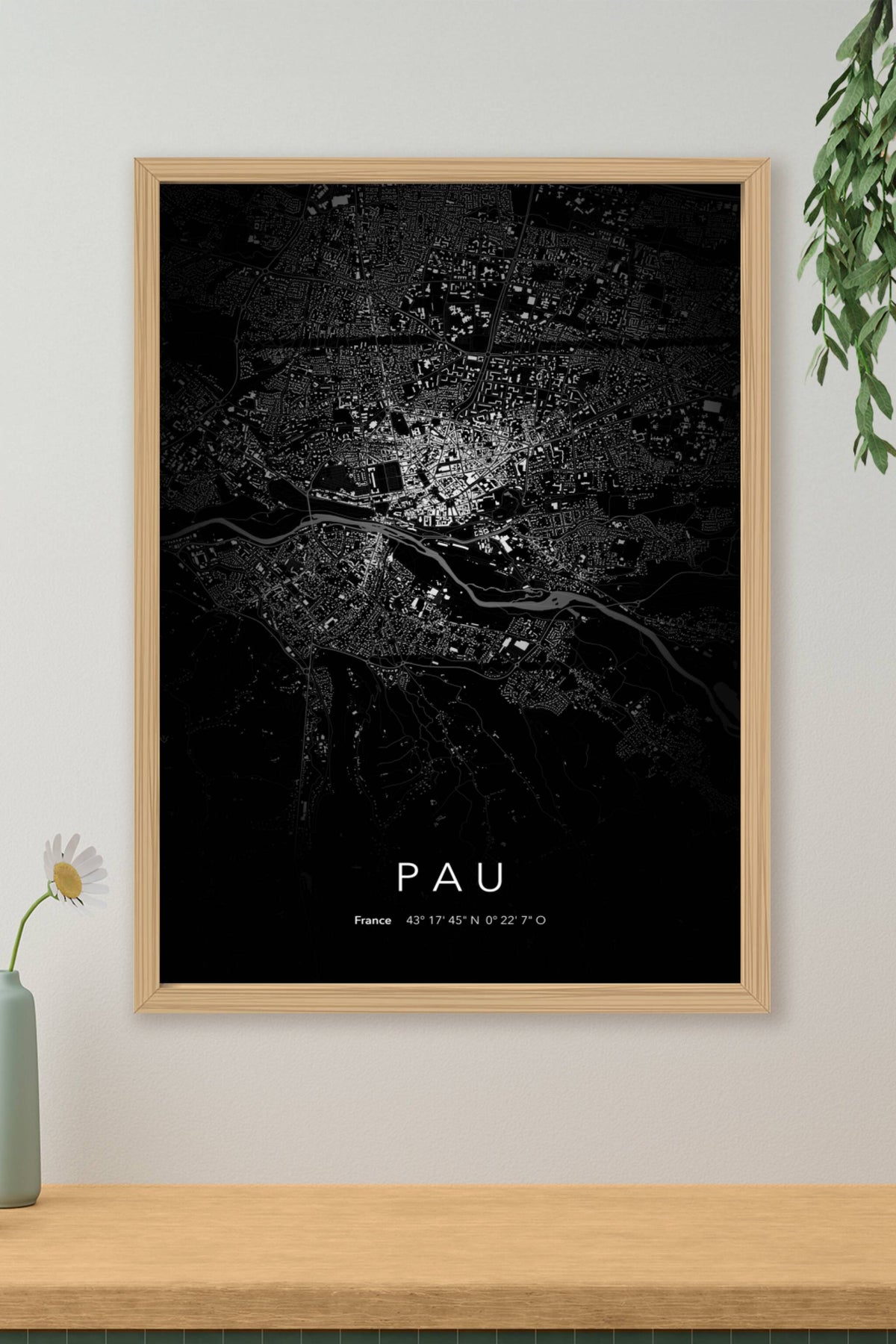 Carte de Pau nuit - Affiche personnalisée