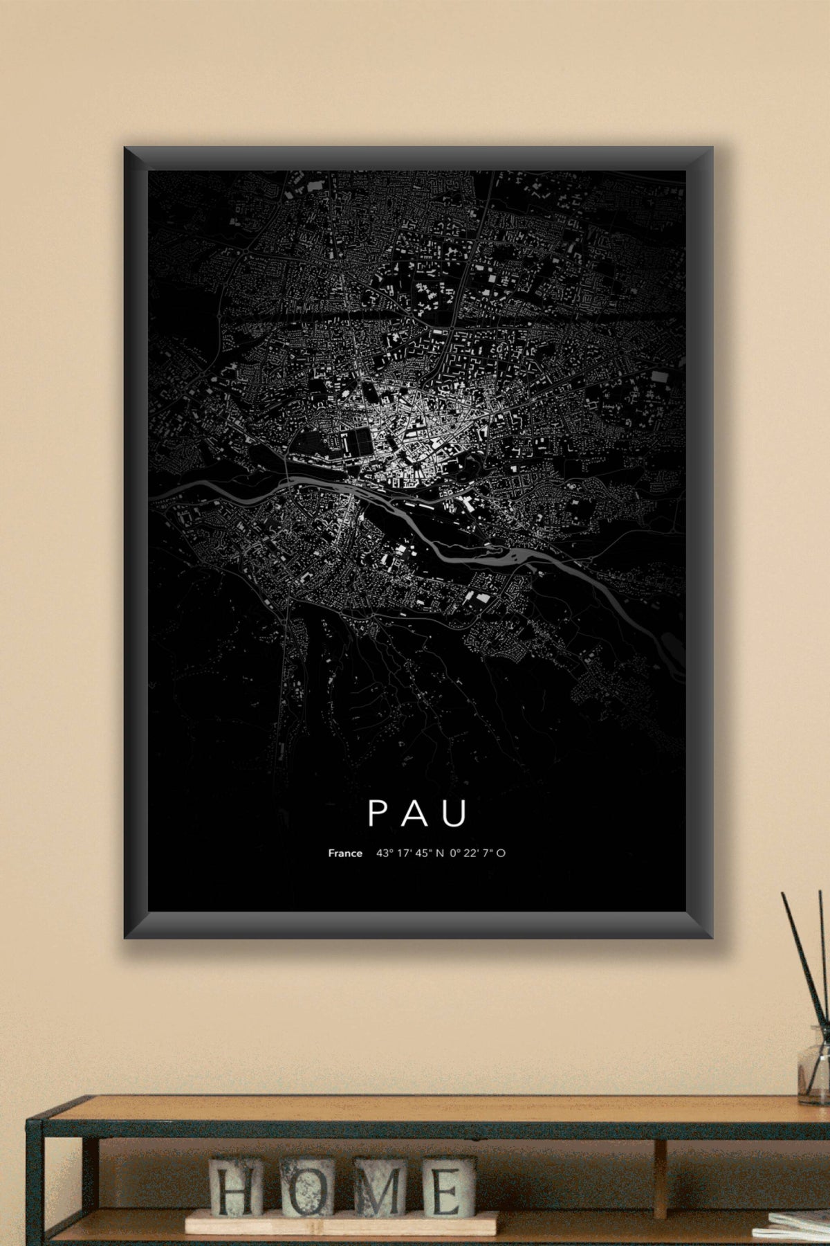 Carte de Pau nuit - Affiche personnalisée